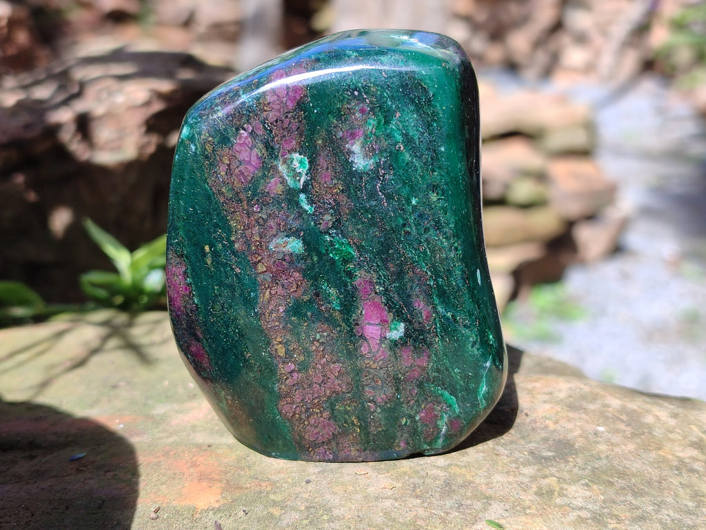 Polished Ruby Corundum In Chrome Verdite Standing Free Forms x 4 From Zimbabwe - Toprock Gemstones and Minerals 