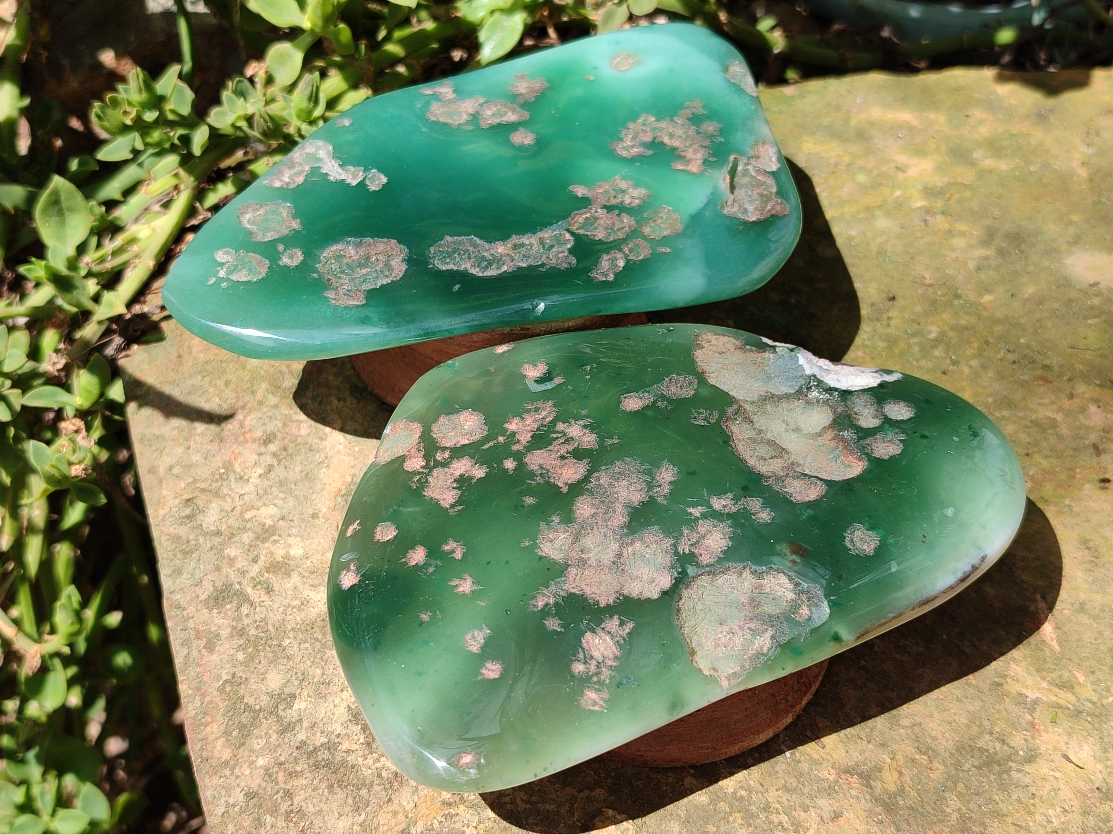 Polished Emerald Mtorolite Free Forms x 3 From Mutorashanga, Zimbabwe - Toprock Gemstones and Minerals 