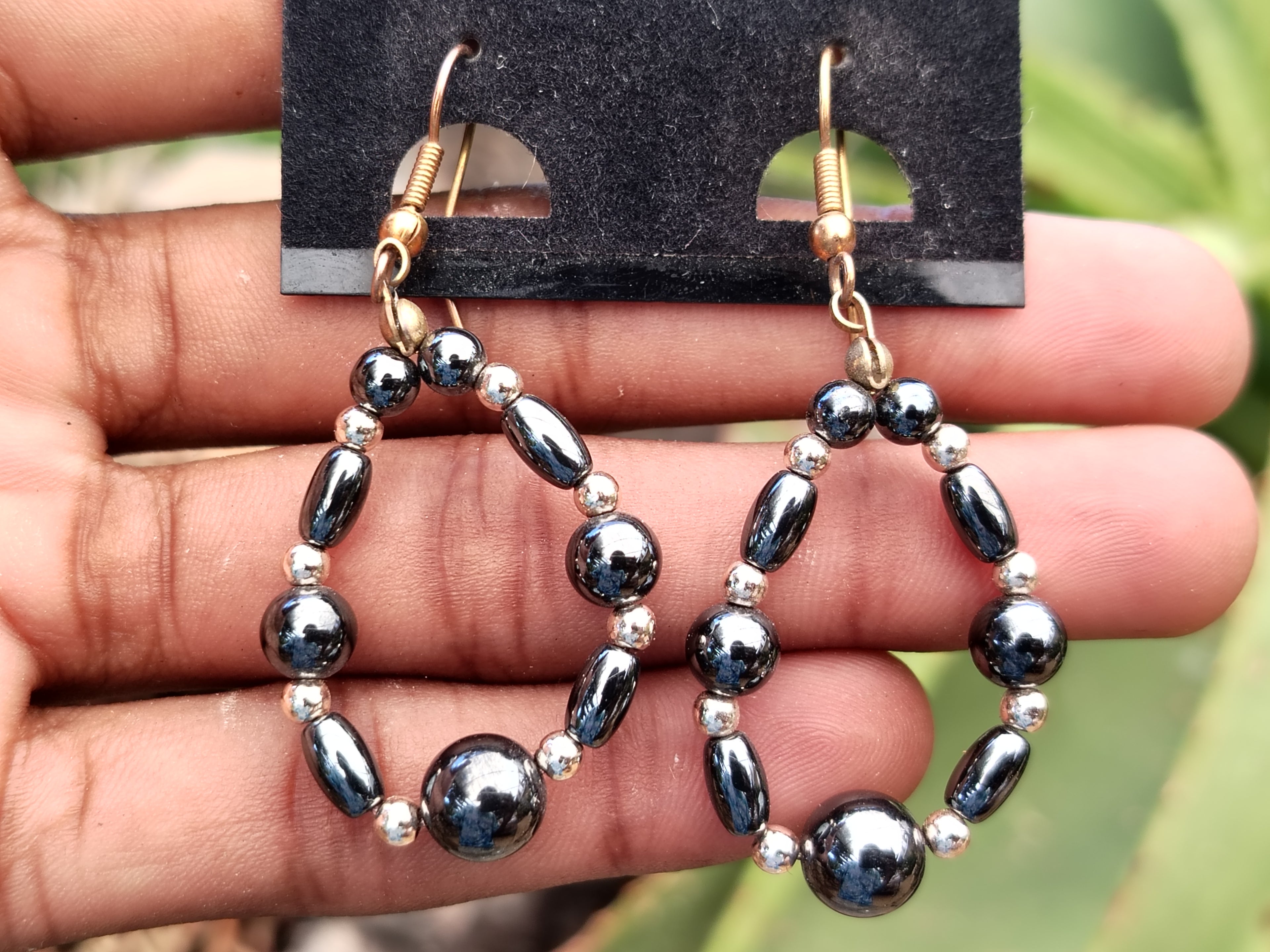 Hand Made Hematite Bead Hoop Earrings - sold per item - From China - Toprock Gemstones and Minerals 