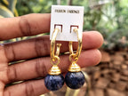 Hand Made Sodalite Hoop Earrings - sold per item - From Namibia - Toprock Gemstones and Minerals 