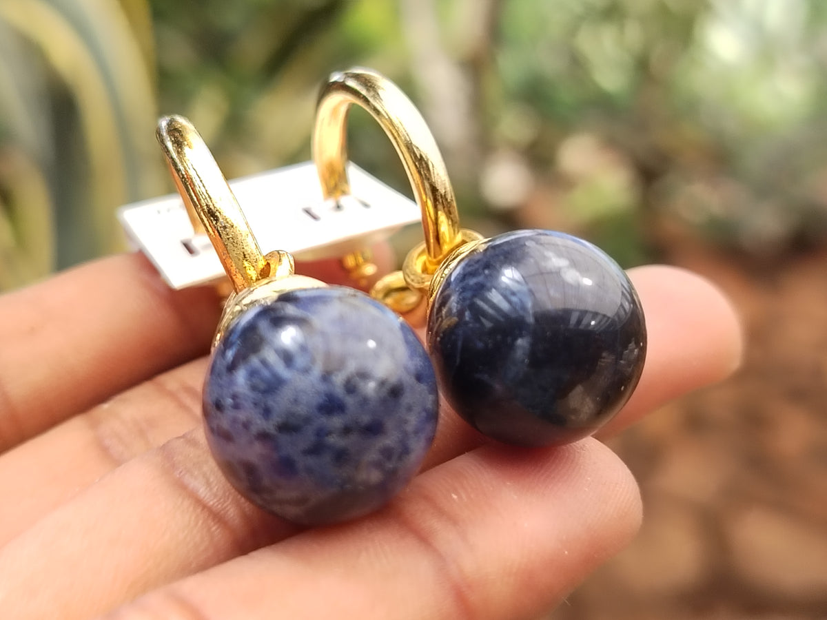 Hand Made Sodalite Hoop Earrings - sold per item - From Namibia - Toprock Gemstones and Minerals 