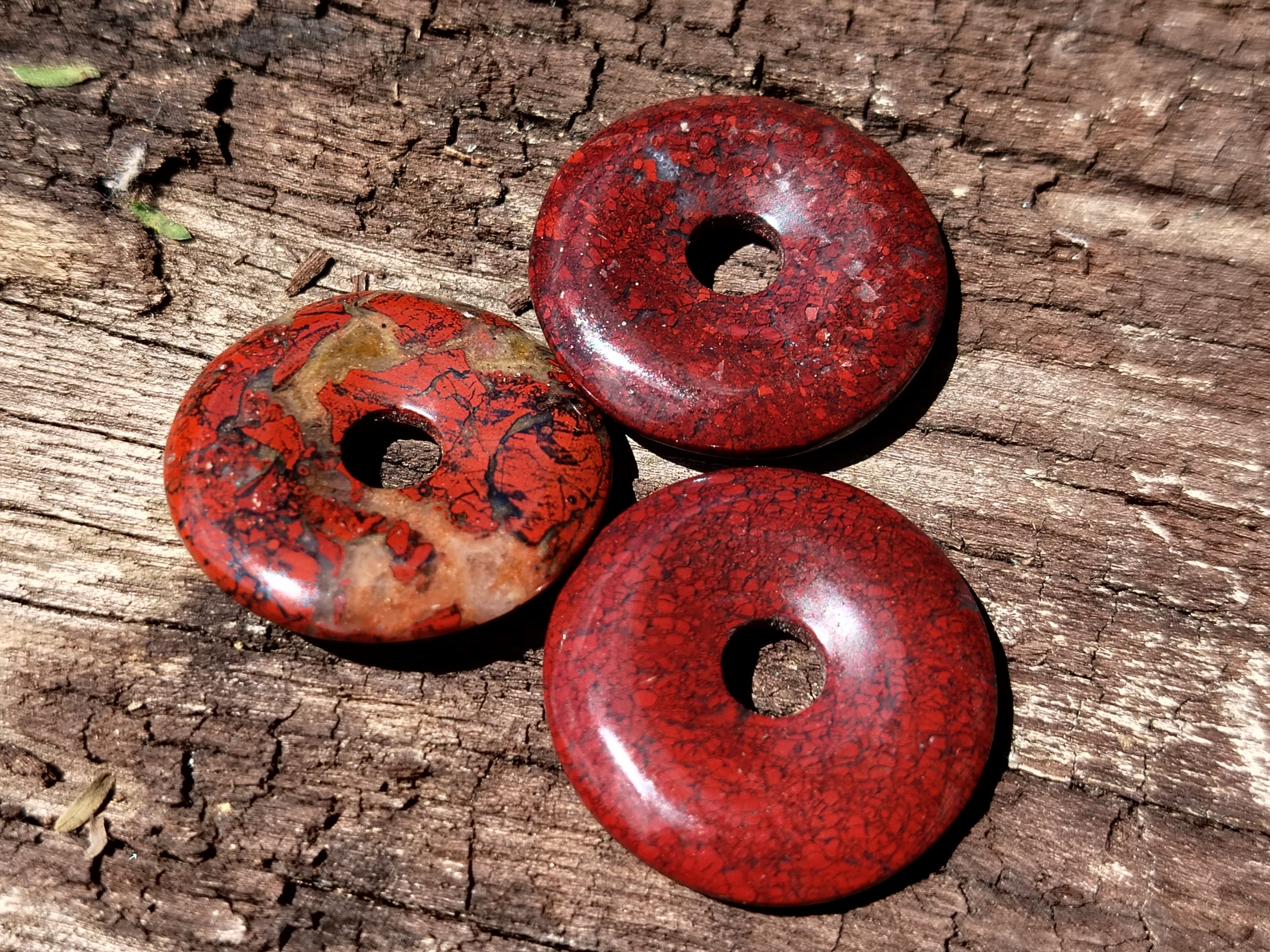 Hand Made Red Jasper Donut Pendants - sold per item - From South Africa - Toprock Gemstones and Minerals 
