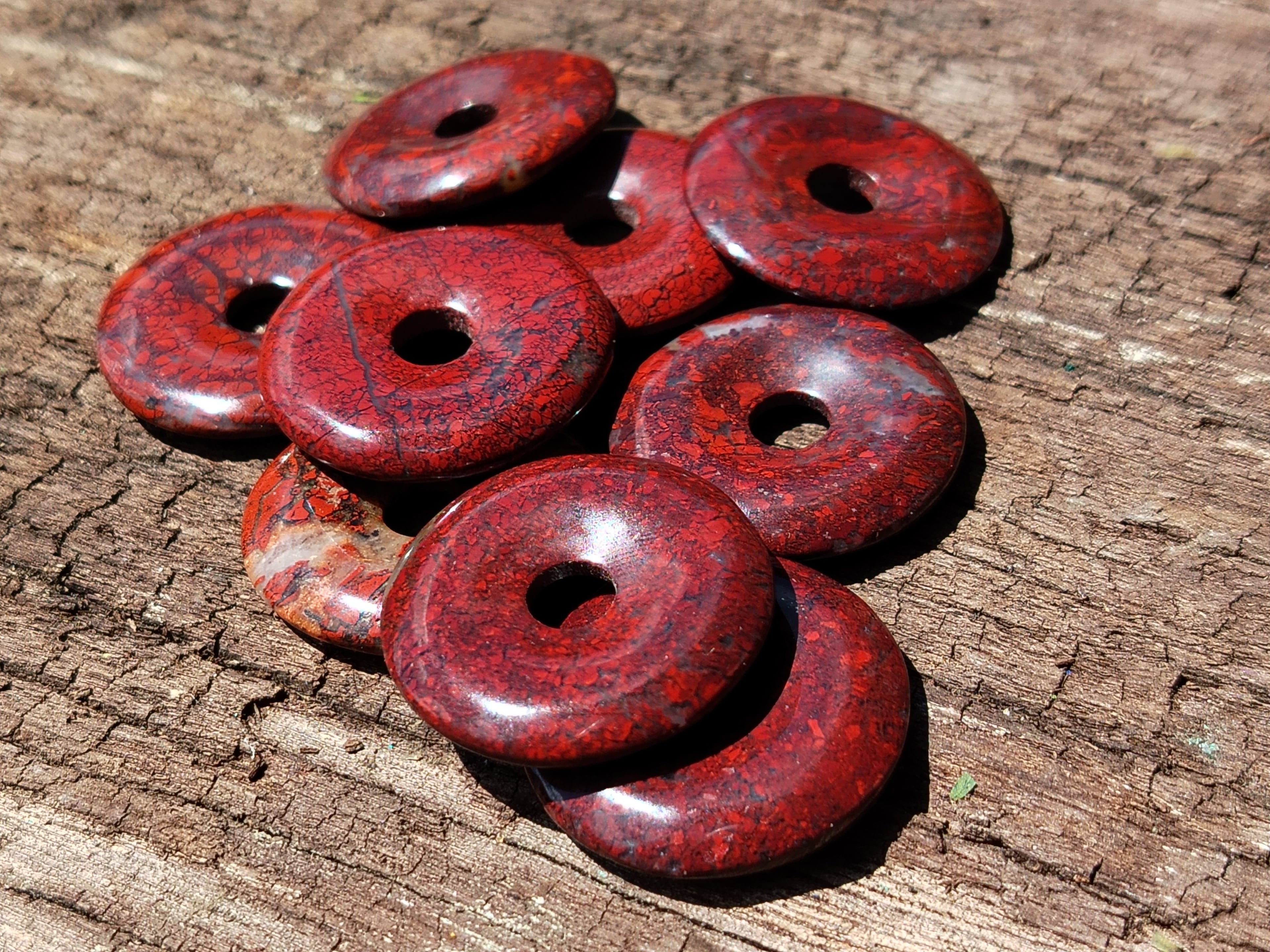 Hand Made Red Jasper Donut Pendants - sold per item - From South Africa - Toprock Gemstones and Minerals 