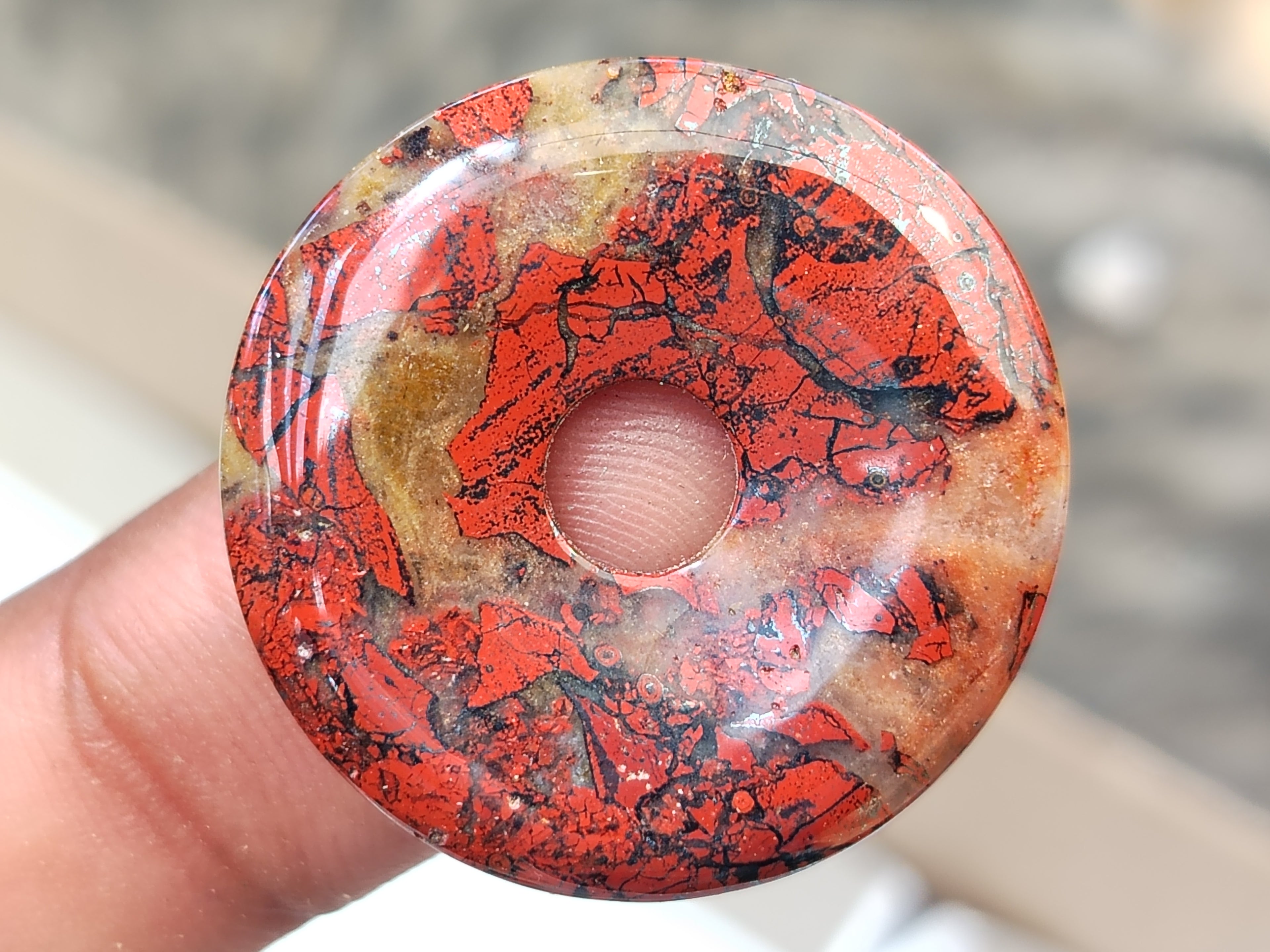 Hand Made Red Jasper Donut Pendants - sold per item - From South Africa - Toprock Gemstones and Minerals 