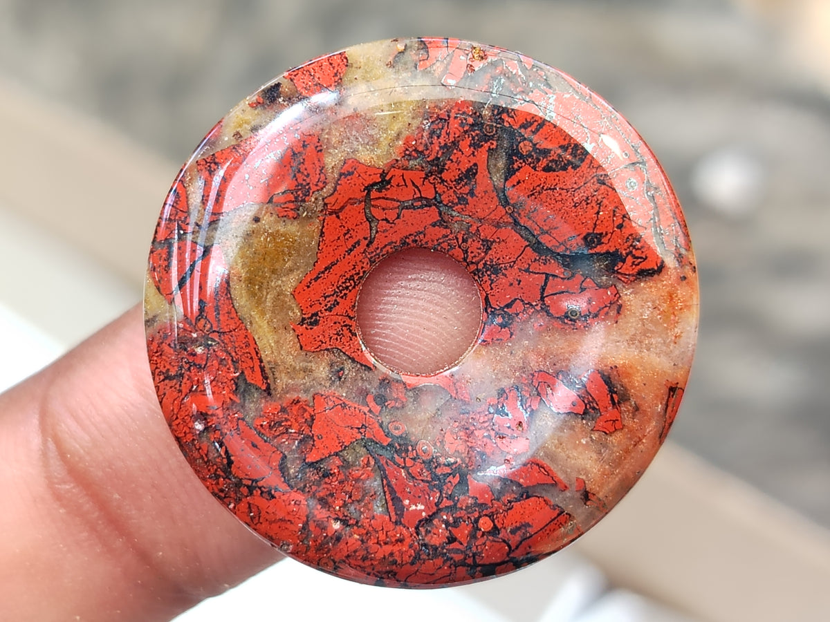 Hand Made Red Jasper Donut Pendants - sold per item - From South Africa - Toprock Gemstones and Minerals 