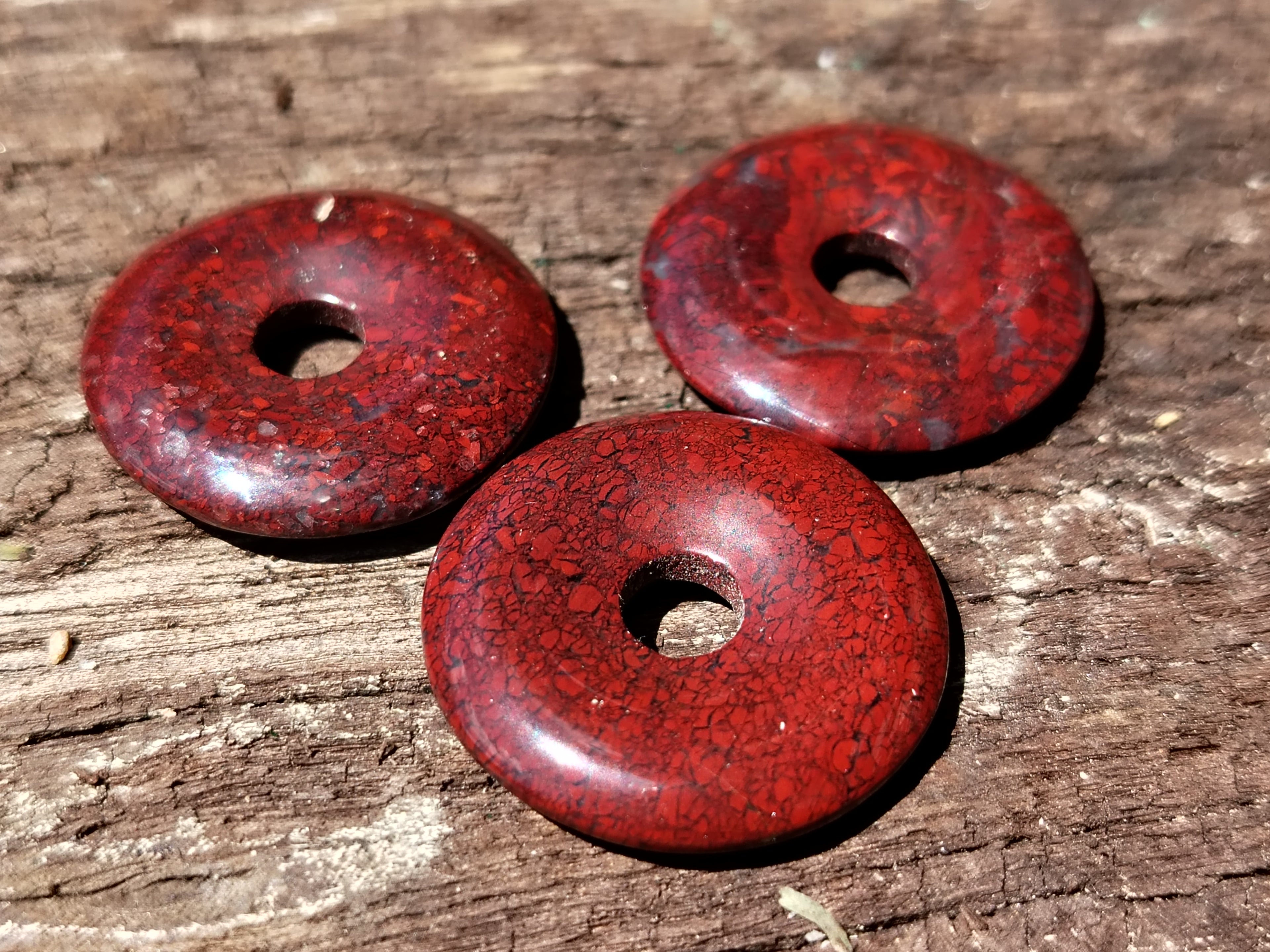Hand Made Red Jasper Donut Pendants - sold per item - From South Africa - Toprock Gemstones and Minerals 