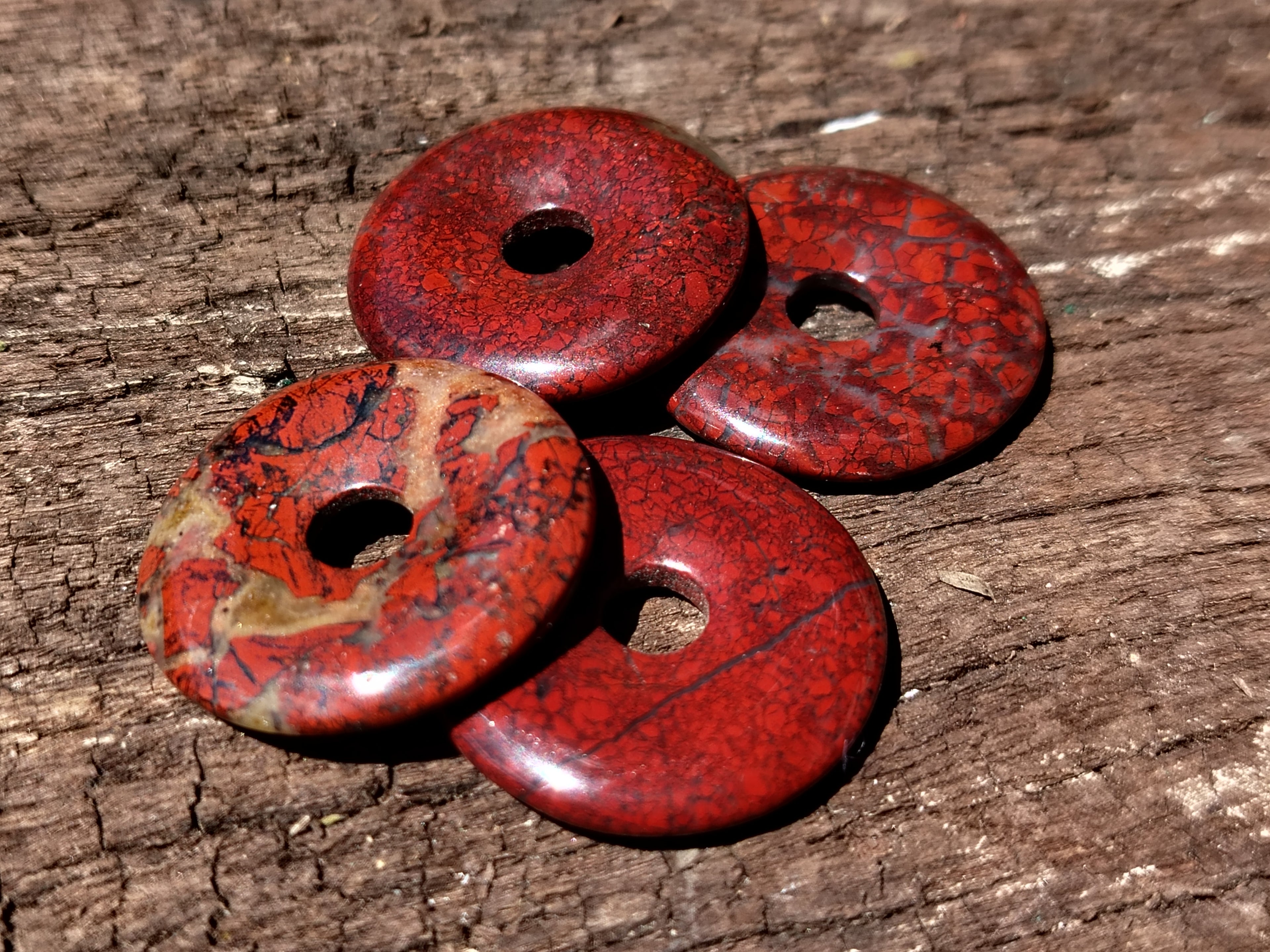 Hand Made Red Jasper Donut Pendants - sold per item - From South Africa - Toprock Gemstones and Minerals 
