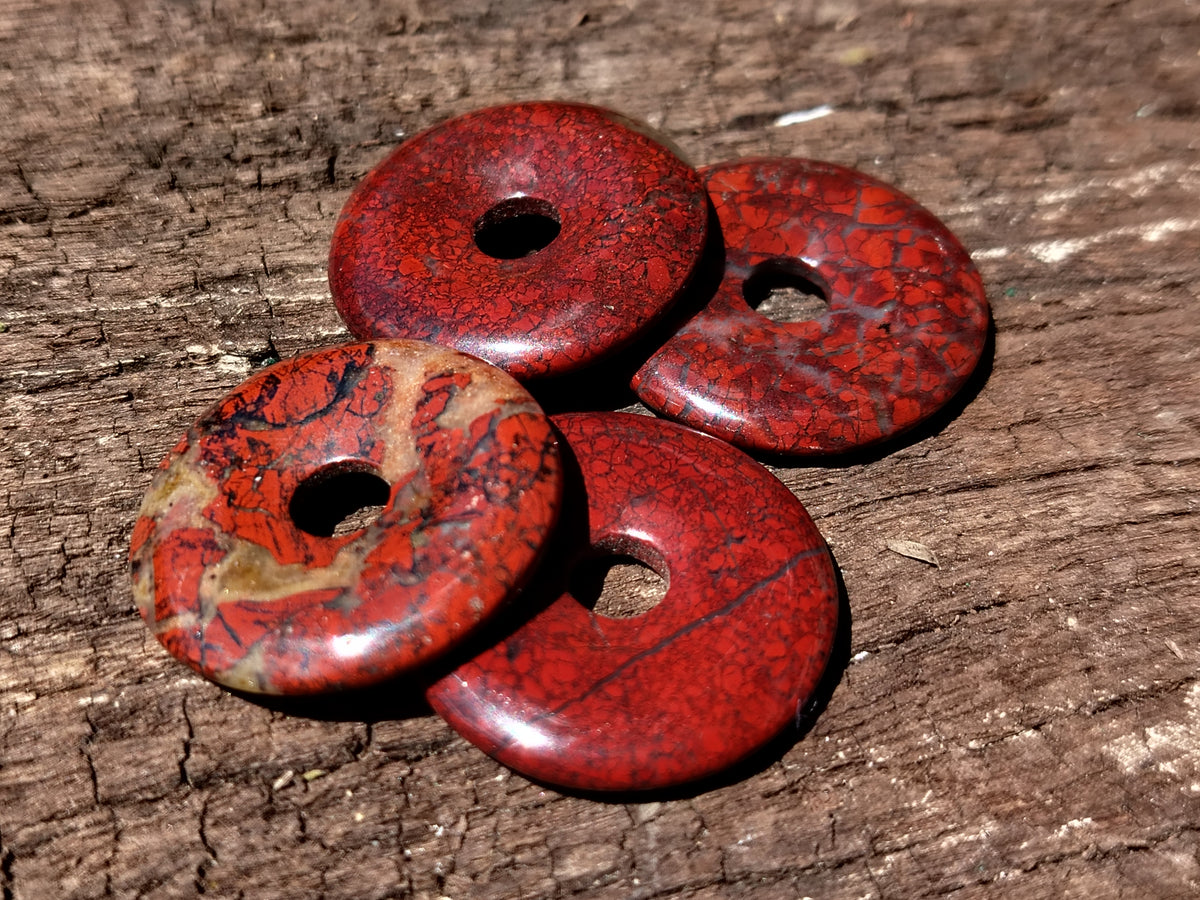 Hand Made Red Jasper Donut Pendants - sold per item - From South Africa - Toprock Gemstones and Minerals 