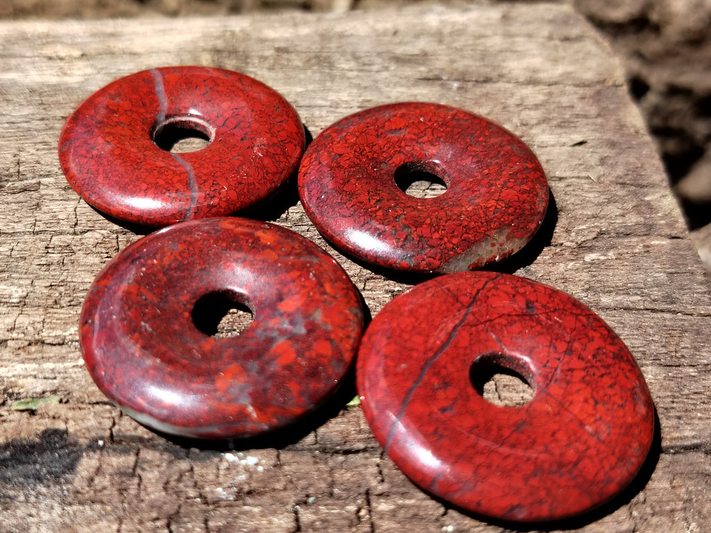 Hand Made Red Jasper Donut Pendants - sold per item - From South Africa - Toprock Gemstones and Minerals 