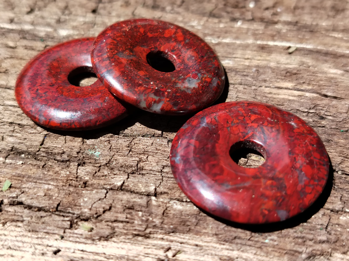 Hand Made Red Jasper Donut Pendants - sold per item - From South Africa - Toprock Gemstones and Minerals 