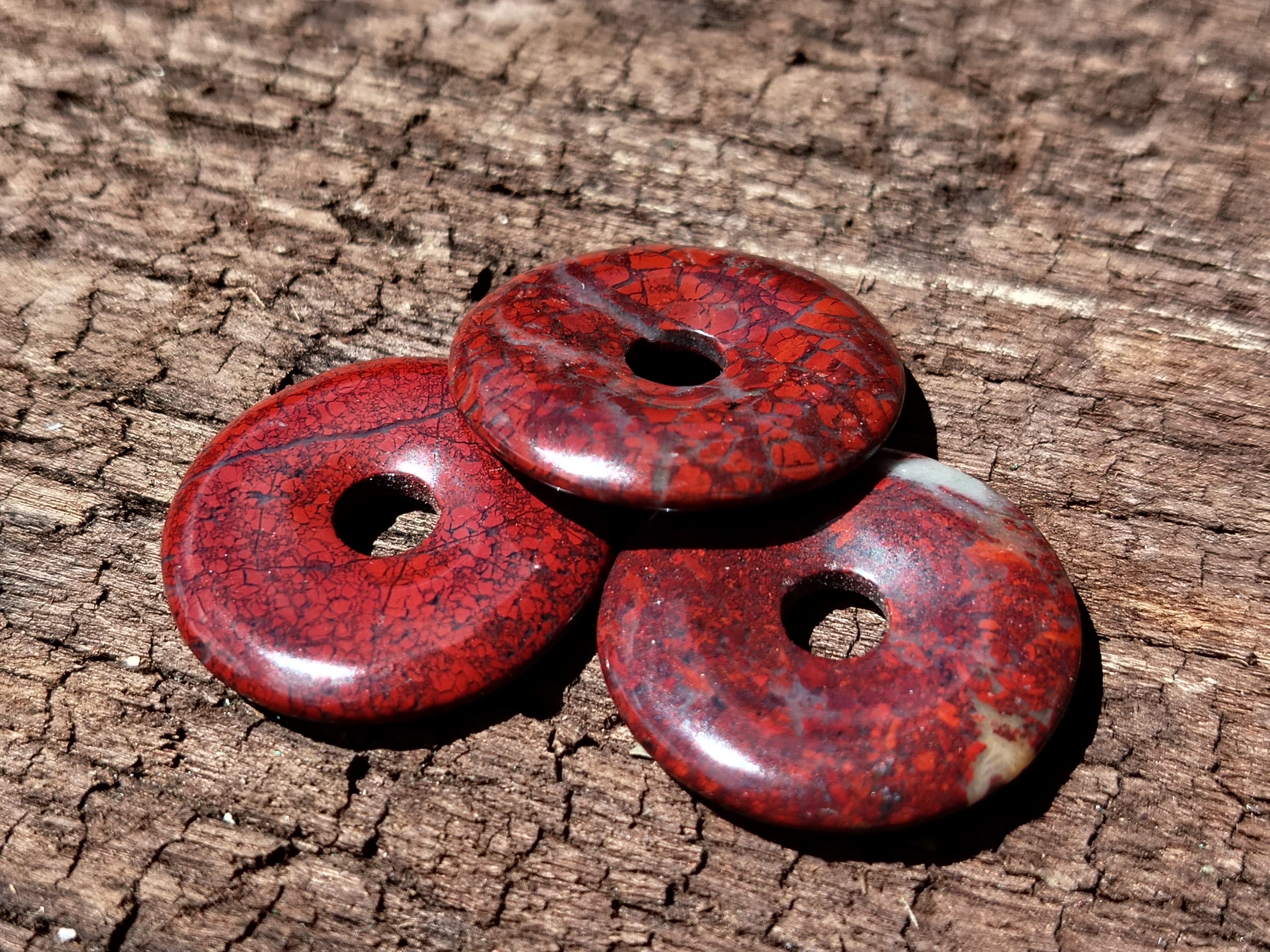 Hand Made Red Jasper Donut Pendants - sold per item - From South Africa - Toprock Gemstones and Minerals 