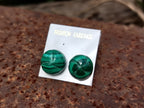 Hand Made Malachite Stud Earrings - sold per item - From Congo - Toprock Gemstones and Minerals 