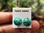Hand Made Malachite Stud Earrings - sold per item - From Congo - Toprock Gemstones and Minerals 