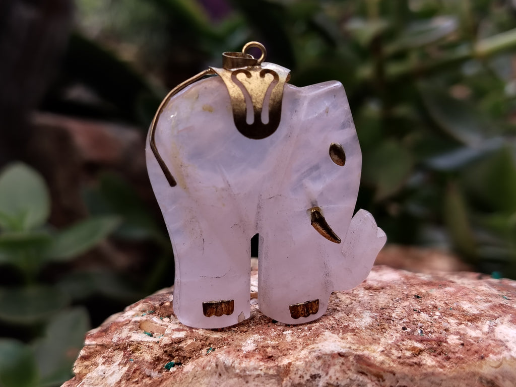 Hand Made Rose Quartz Elephant Pendants - sold per item - From Namibia - Toprock Gemstones and Minerals 