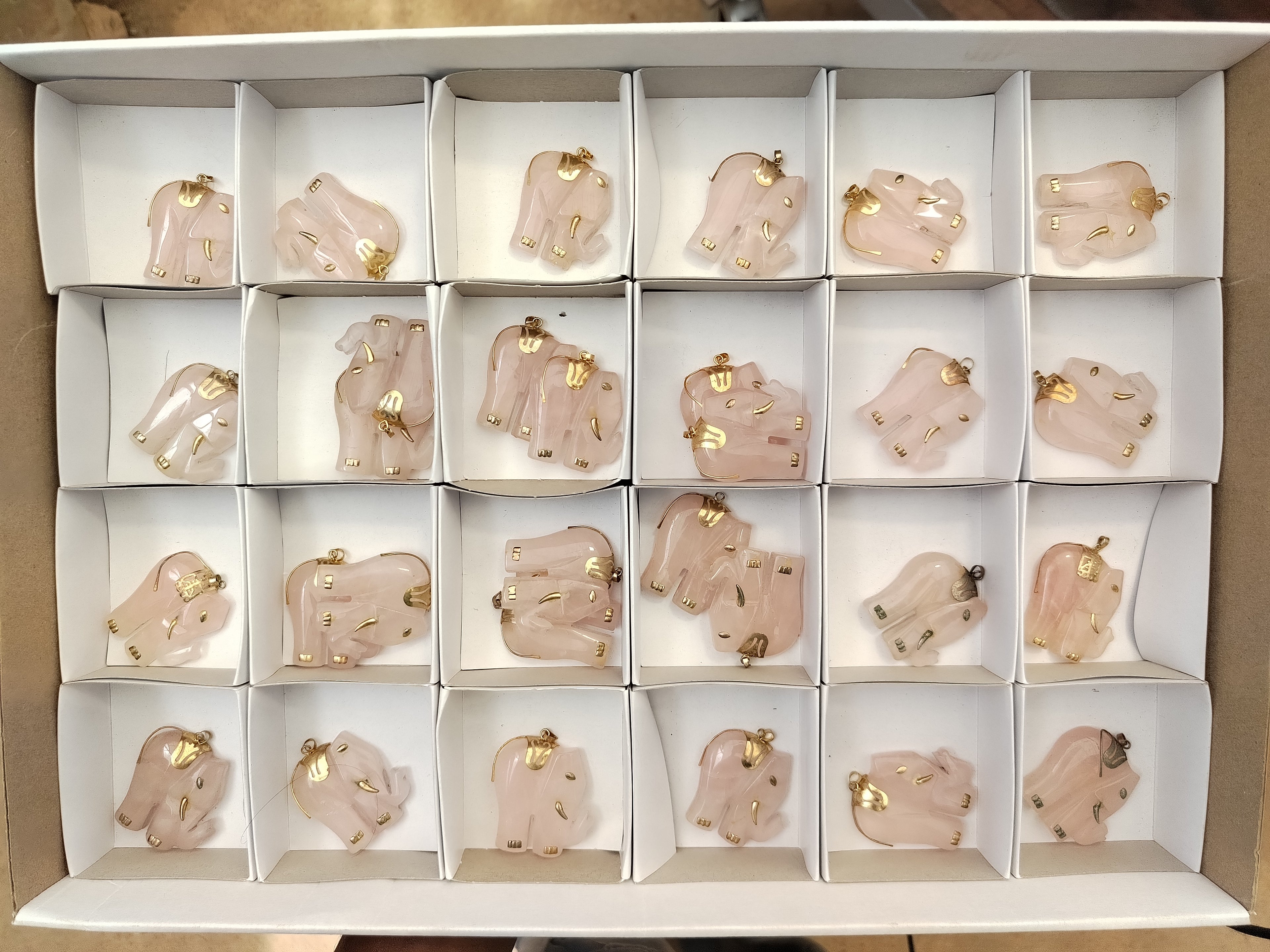 Hand Made Rose Quartz Elephant Pendants - sold per item - From Namibia - Toprock Gemstones and Minerals 