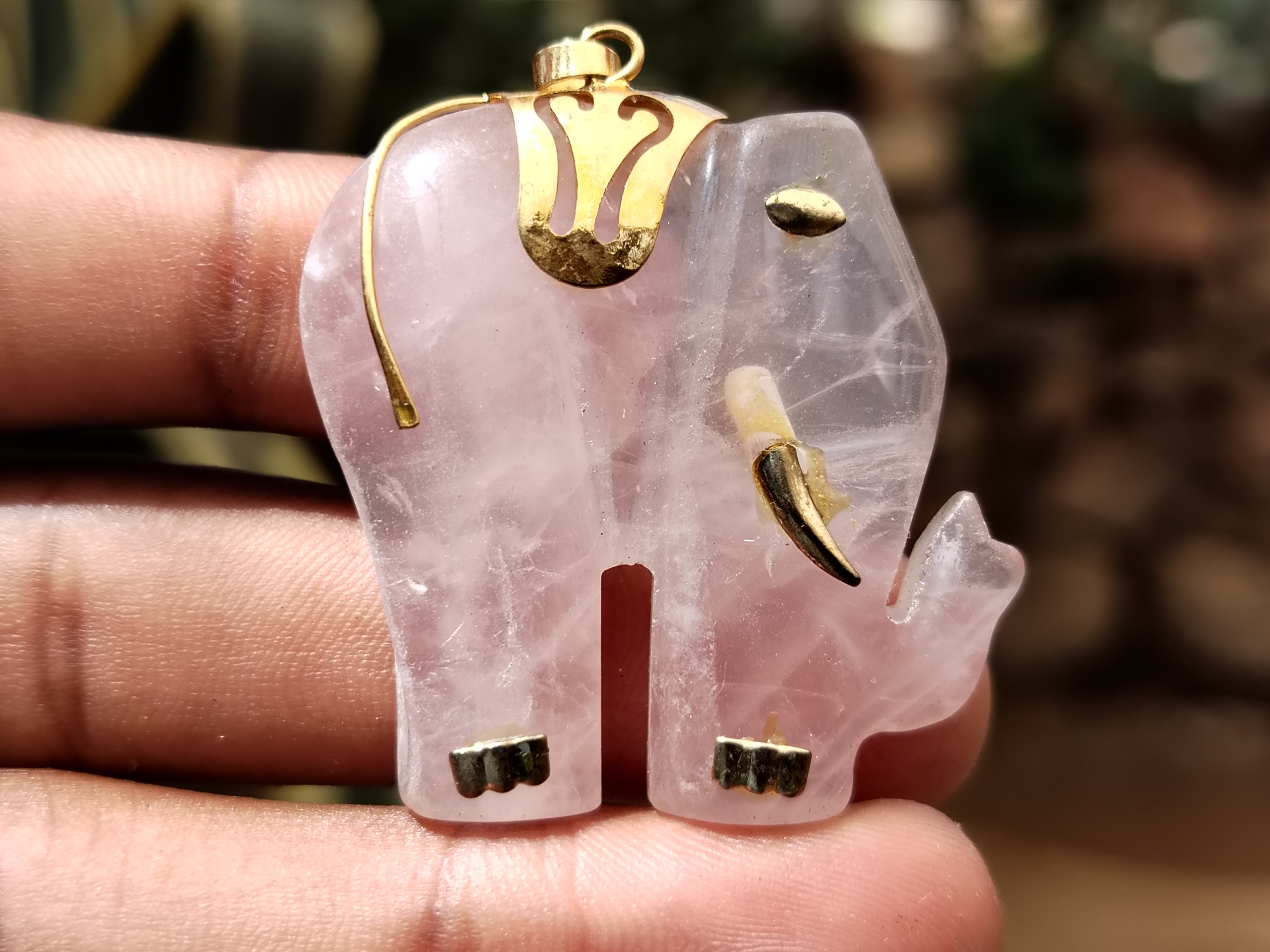 Hand Made Rose Quartz Elephant Pendants - sold per item - From Namibia - Toprock Gemstones and Minerals 