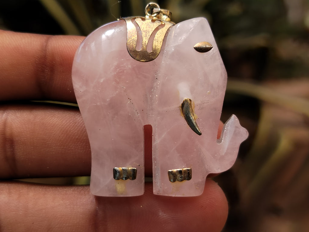 Hand Made Rose Quartz Elephant Pendants - sold per item - From Namibia - Toprock Gemstones and Minerals 