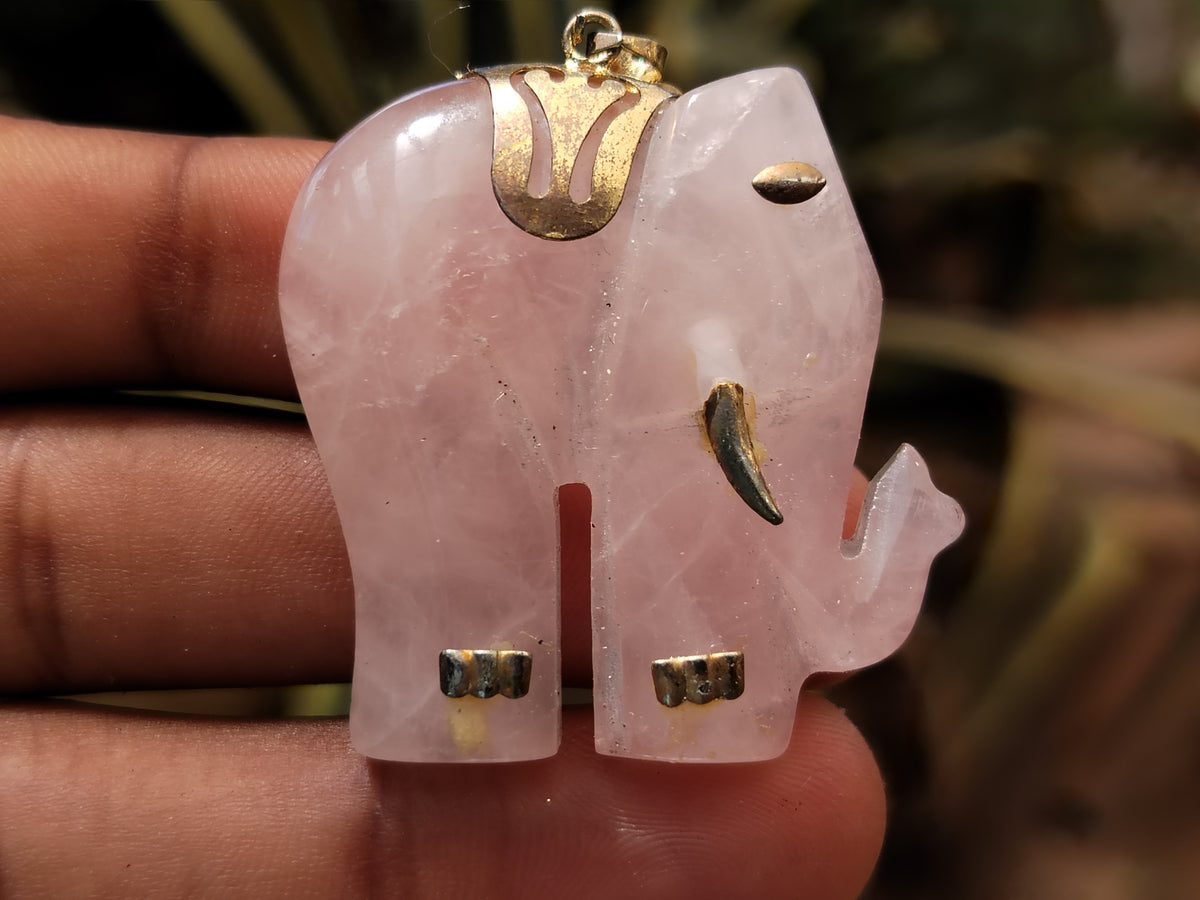 Hand Made Rose Quartz Elephant Pendants - sold per item - From Namibia - Toprock Gemstones and Minerals 