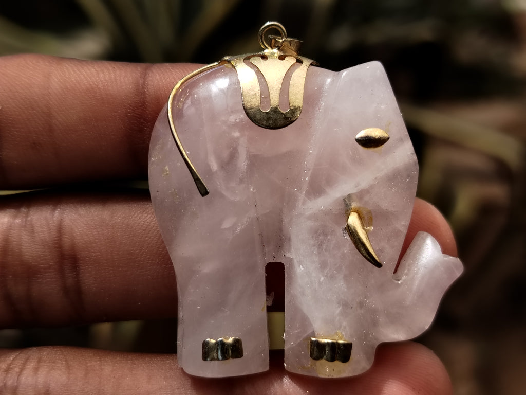 Hand Made Rose Quartz Elephant Pendants - sold per item - From Namibia - Toprock Gemstones and Minerals 