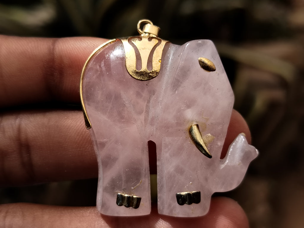 Hand Made Rose Quartz Elephant Pendants - sold per item - From Namibia - Toprock Gemstones and Minerals 