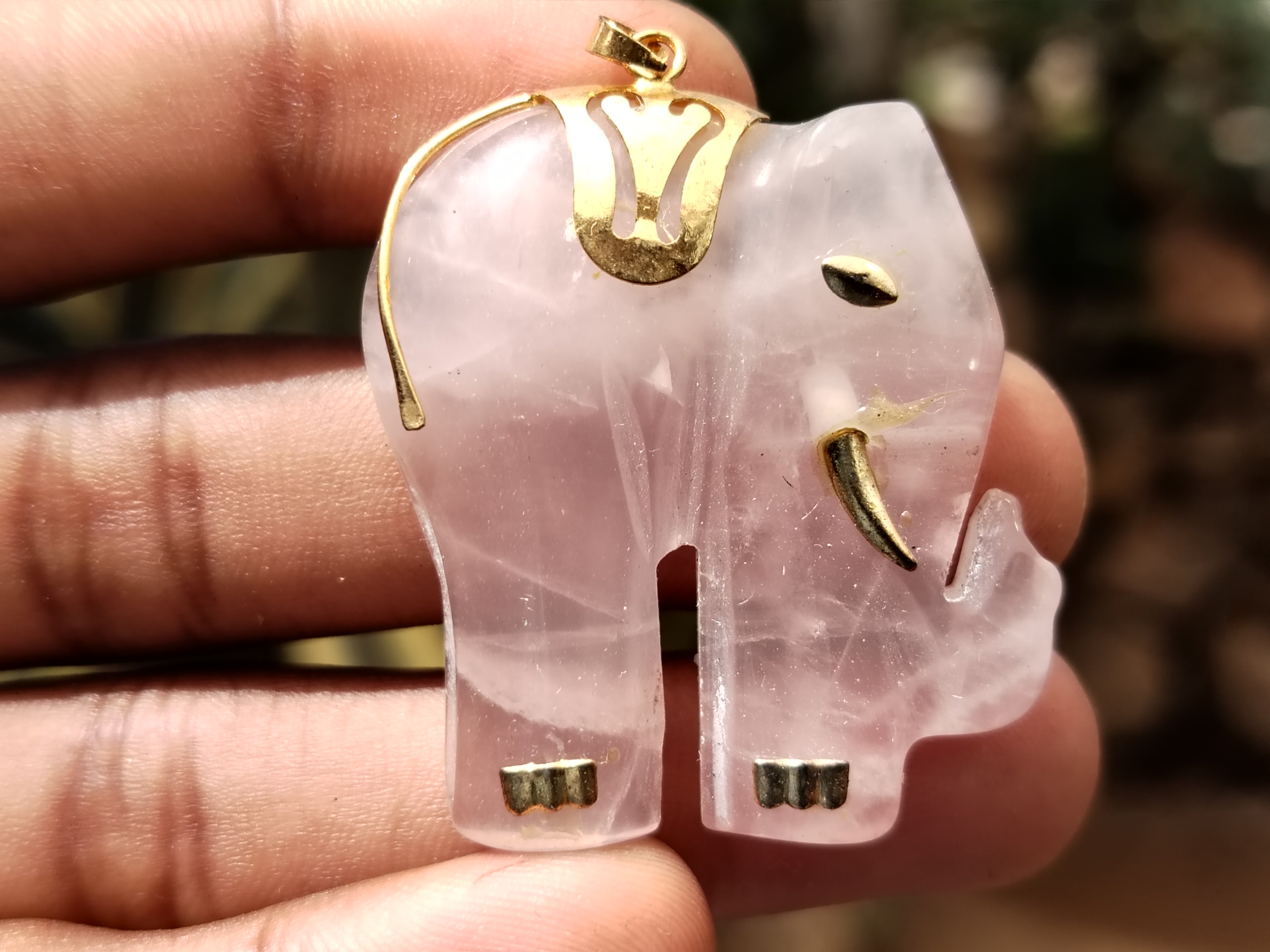Hand Made Rose Quartz Elephant Pendants - sold per item - From Namibia - Toprock Gemstones and Minerals 