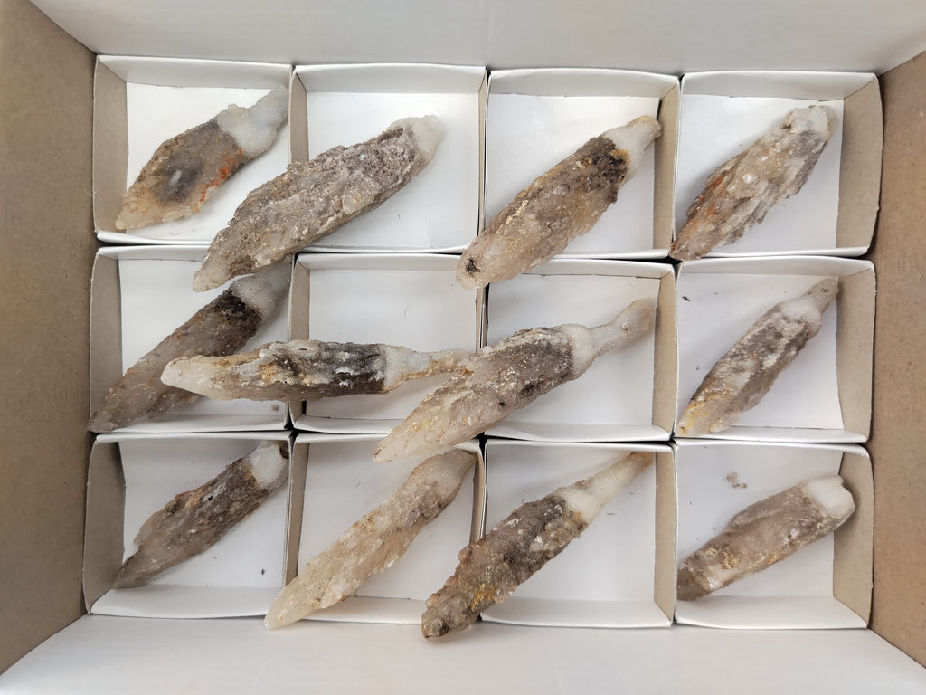 Natural Drusy Quartz Coated Calcite Pseudomorph Specimens x 12 From Lesotho - Toprock Gemstones and Minerals 