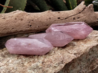 Polished Double Terminated Rose Quartz Points x 6 From Ambatondrazaka, Madagascar