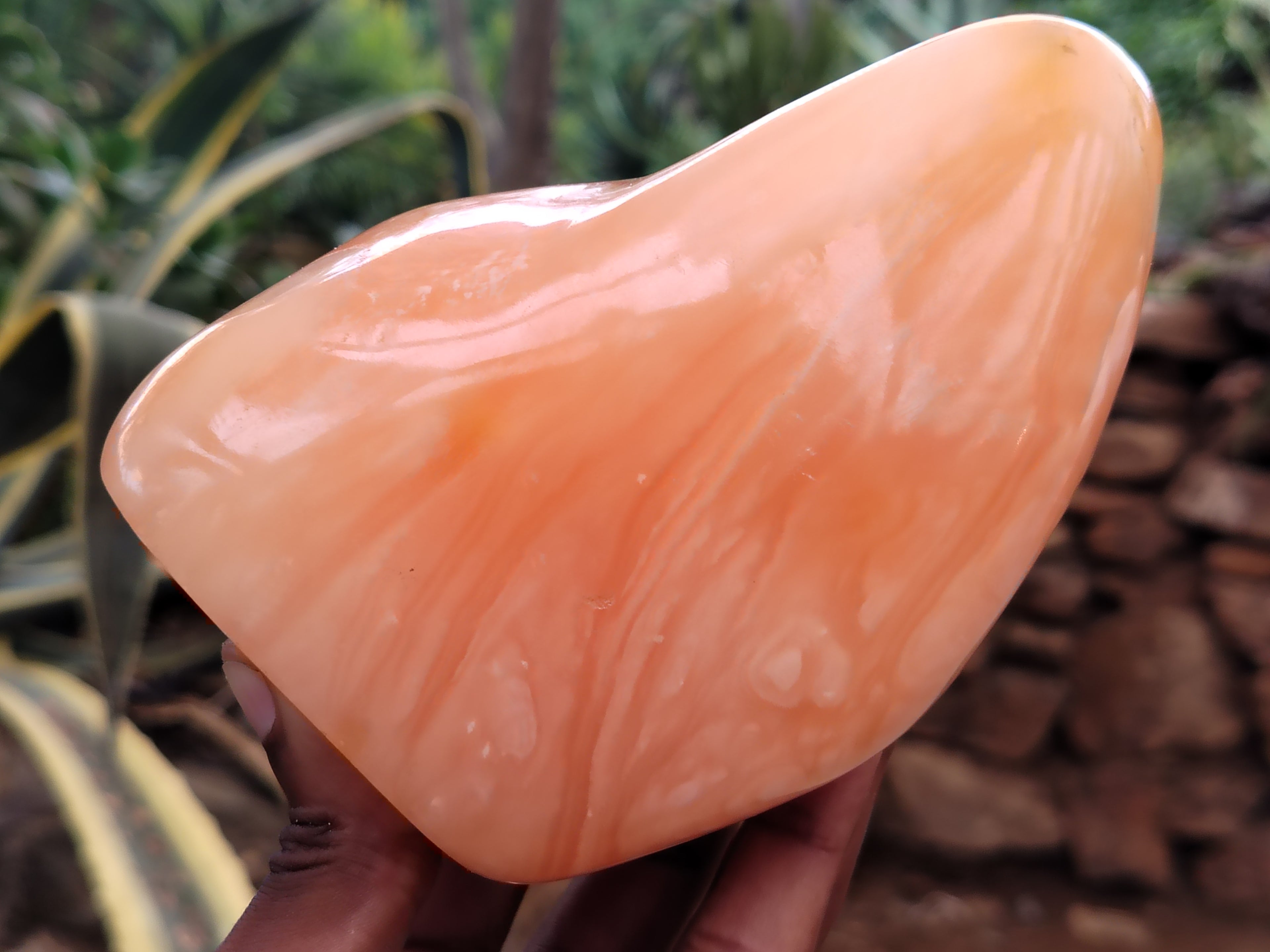 Polished Orange Twist Calcite Standing Free Forms x 2 From Madagascar - Toprock Gemstones and Minerals 