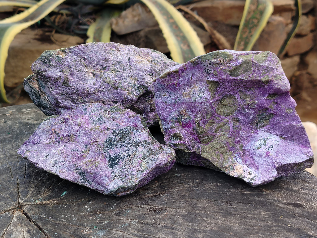 Natural Stichtite Cobbed Specimens x 3 From Barberton, South Africa - Toprock Gemstones and Minerals 