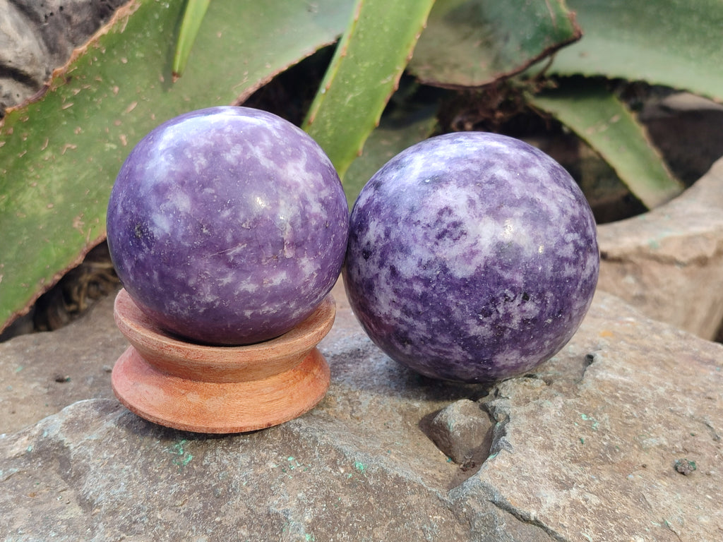 Polished Lepidolite Sphere's x 4 From Zimbabwe - Toprock Gemstones and Minerals 