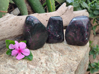 Polished Ruby Corundum In Chrome Verdite Standing Free Forms x 3 From Zimbabwe - Toprock Gemstones and Minerals 