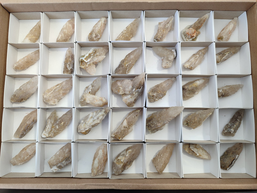 Natural Drusy Quartz Coated Calcite Pseudomorph Specimens x 35 From Alberts Mountain, Lesotho - Toprock Gemstones and Minerals 