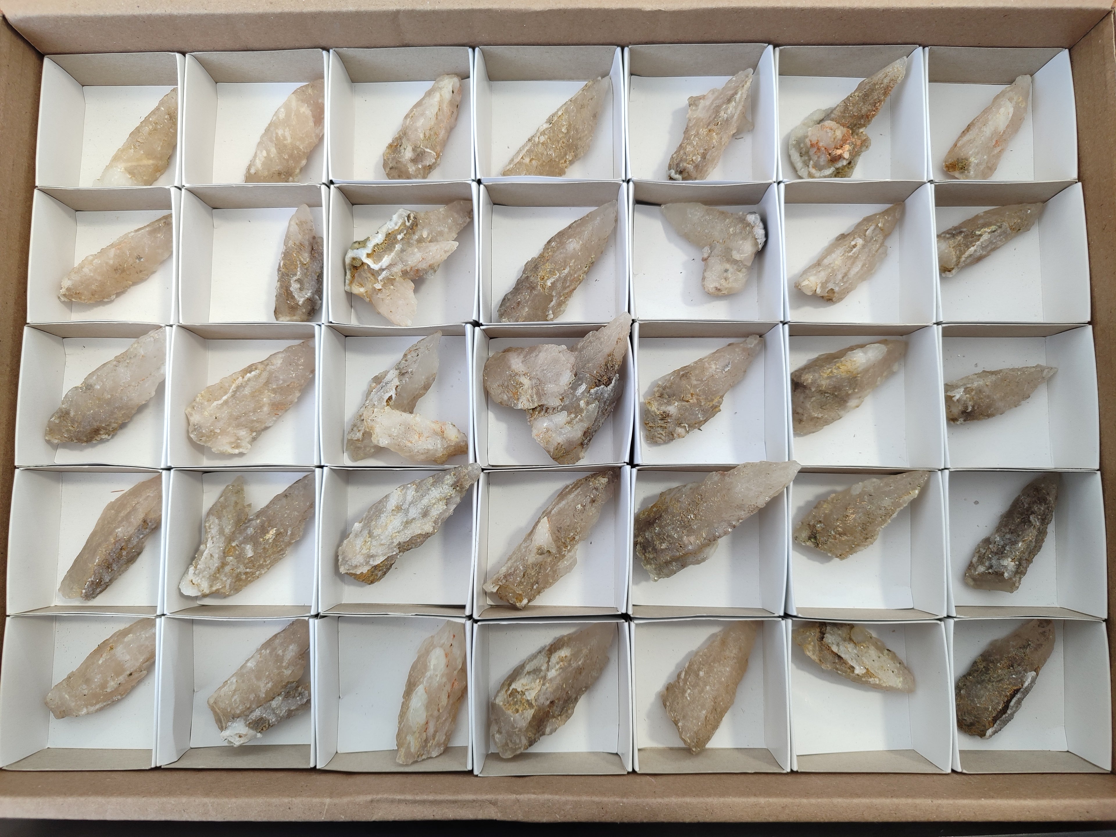 Natural Drusy Quartz Coated Calcite Pseudomorph Specimens x 35 From Alberts Mountain, Lesotho - Toprock Gemstones and Minerals 