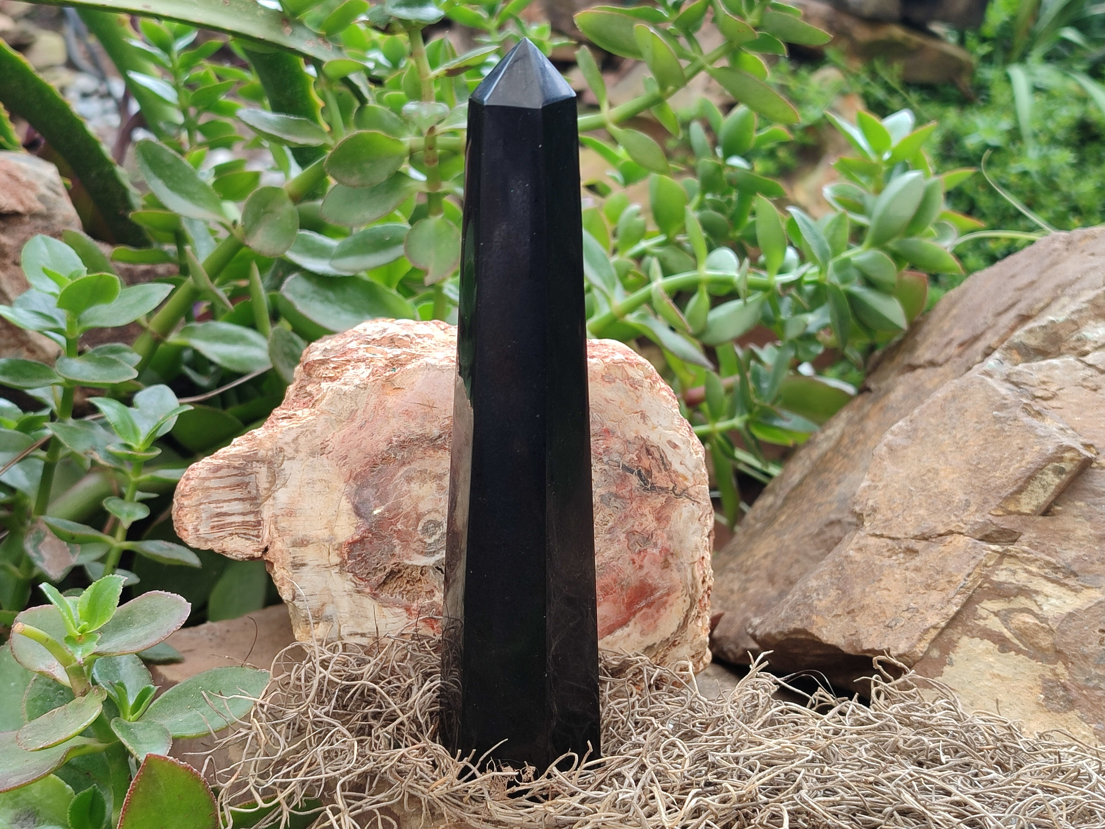 Polished Black Basalt Points x 4 From Antsirabe, Madagascar - Toprock Gemstones and Minerals 