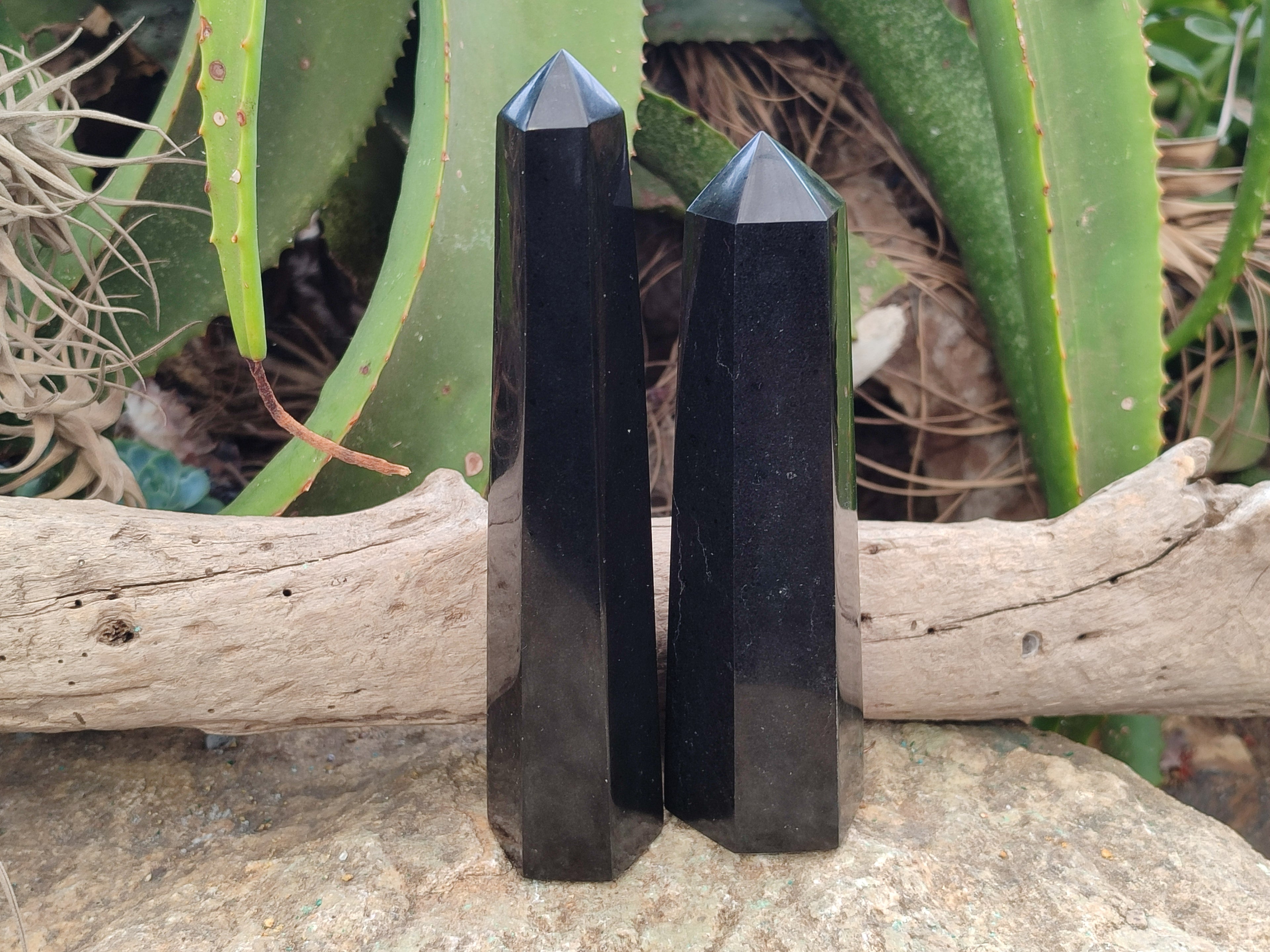 Polished Black Basalt Points x 4 From Antsirabe, Madagascar - Toprock Gemstones and Minerals 