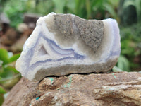 Polished On One Side Blue Lace Agate Geodes x 12 From Nsanje, Malawi