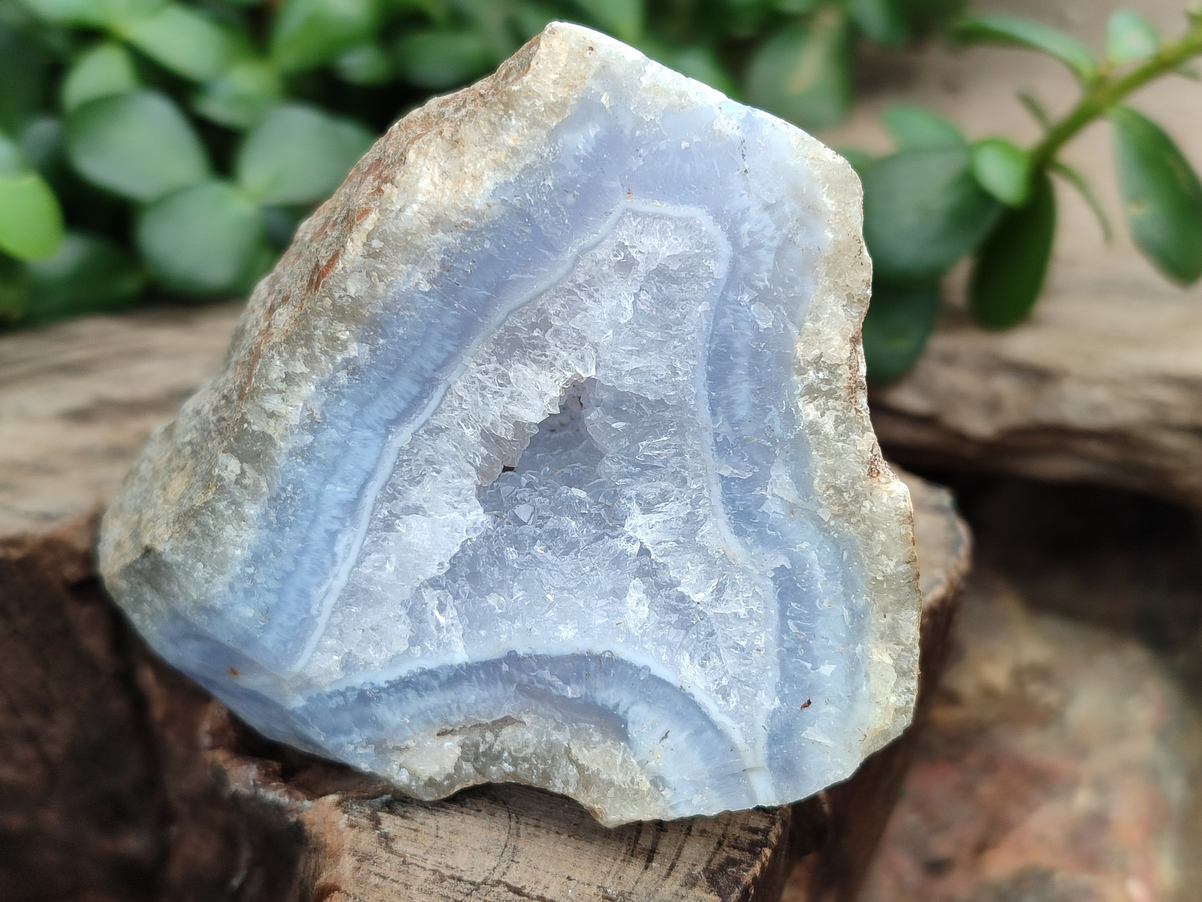Polished On One Side Blue Lace Agate Geodes x 12 From Nsanje, Malawi - Toprock Gemstones and Minerals 
