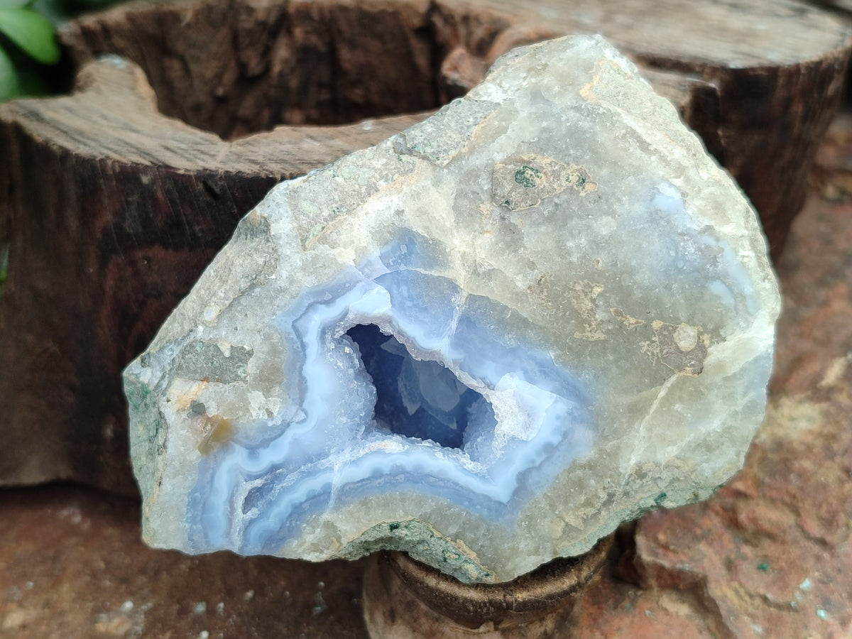 Polished On One Side Blue Lace Agate Geodes x 12 From Nsanje, Malawi - Toprock Gemstones and Minerals 