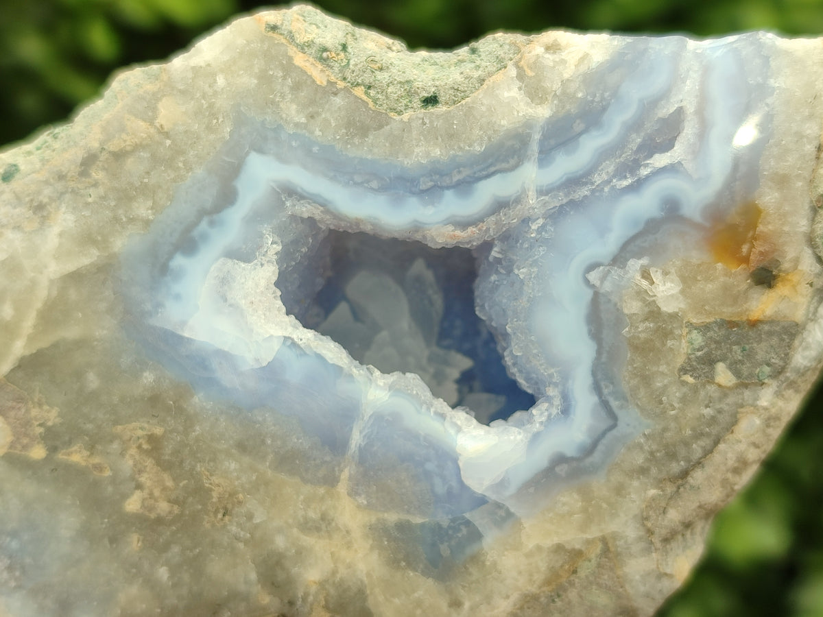Polished On One Side Blue Lace Agate Geodes x 12 From Nsanje, Malawi - Toprock Gemstones and Minerals 