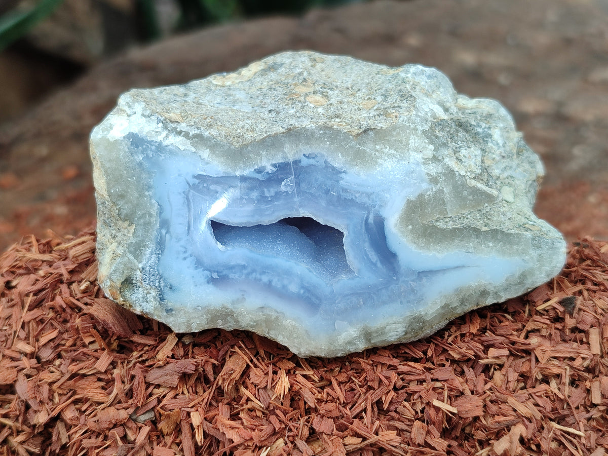 Polished On One Side Blue Lace Agate Geodes x 12 From Nsanje, Malawi - Toprock Gemstones and Minerals 