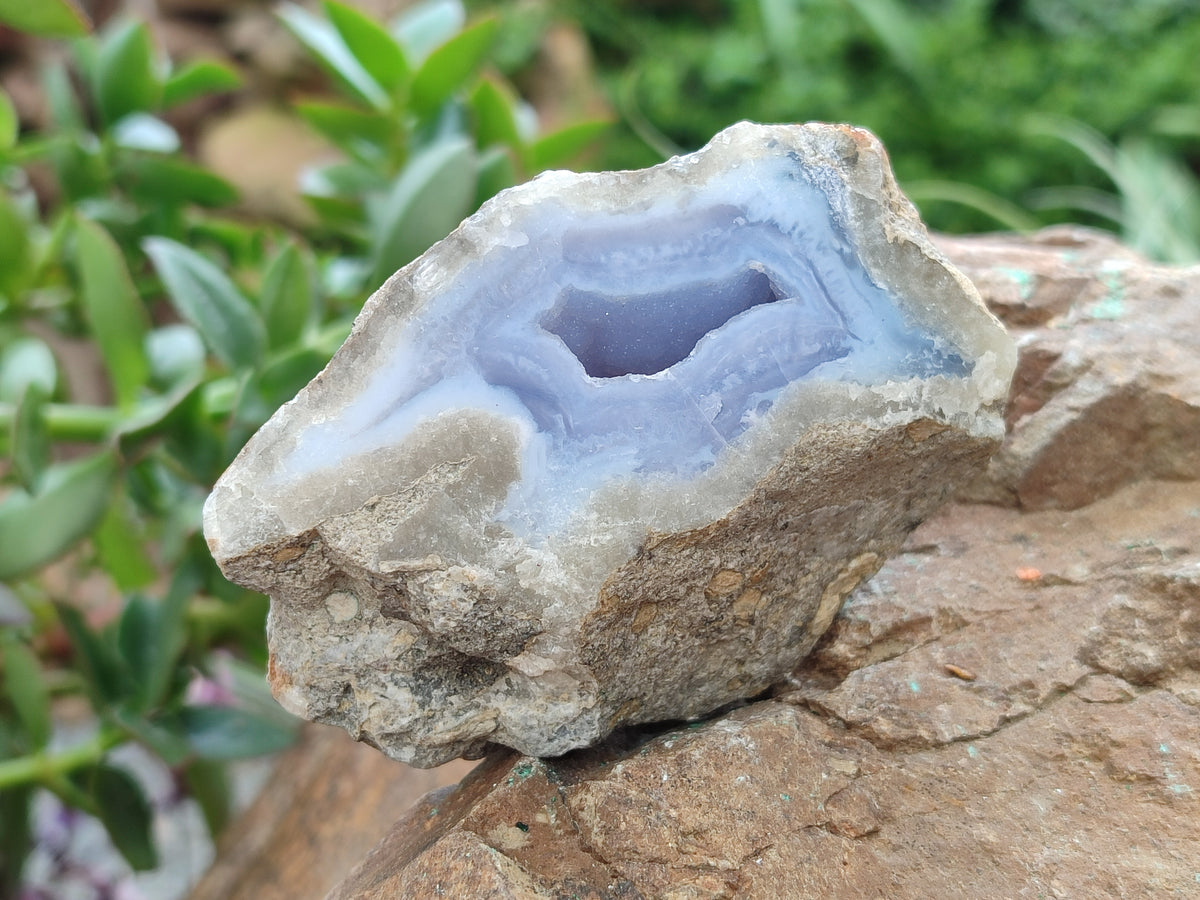 Polished On One Side Blue Lace Agate Geodes x 12 From Nsanje, Malawi - Toprock Gemstones and Minerals 