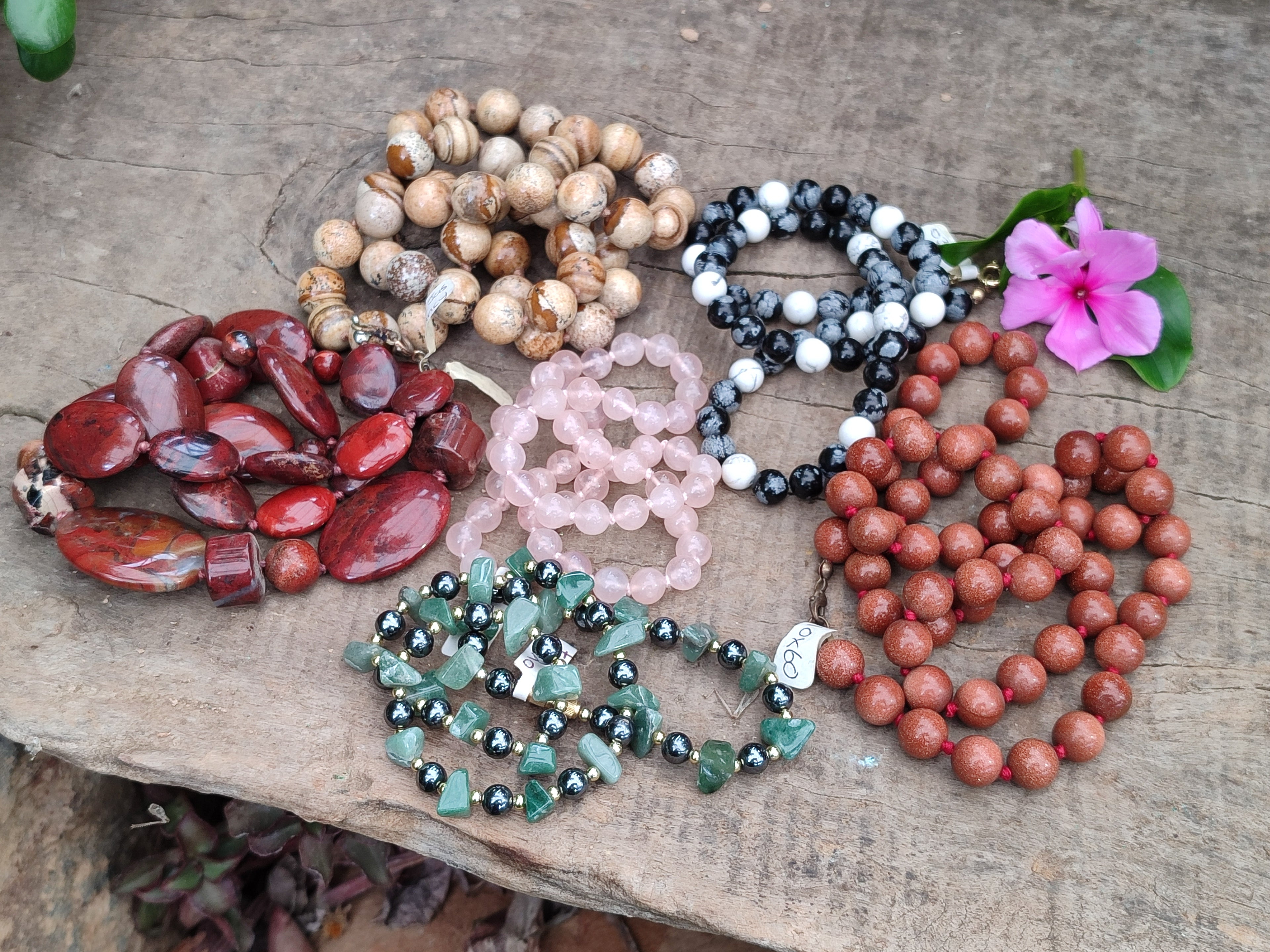 Hand Made Mixed Stone Bead Necklaces x 6 From South Africa - Toprock Gemstones and Minerals 