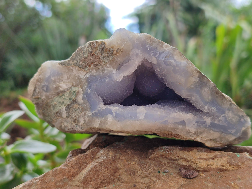 Natural Blue Lace Agate Geode Specimens x 3 From Nsanje, Malawi - Toprock Gemstones and Minerals 