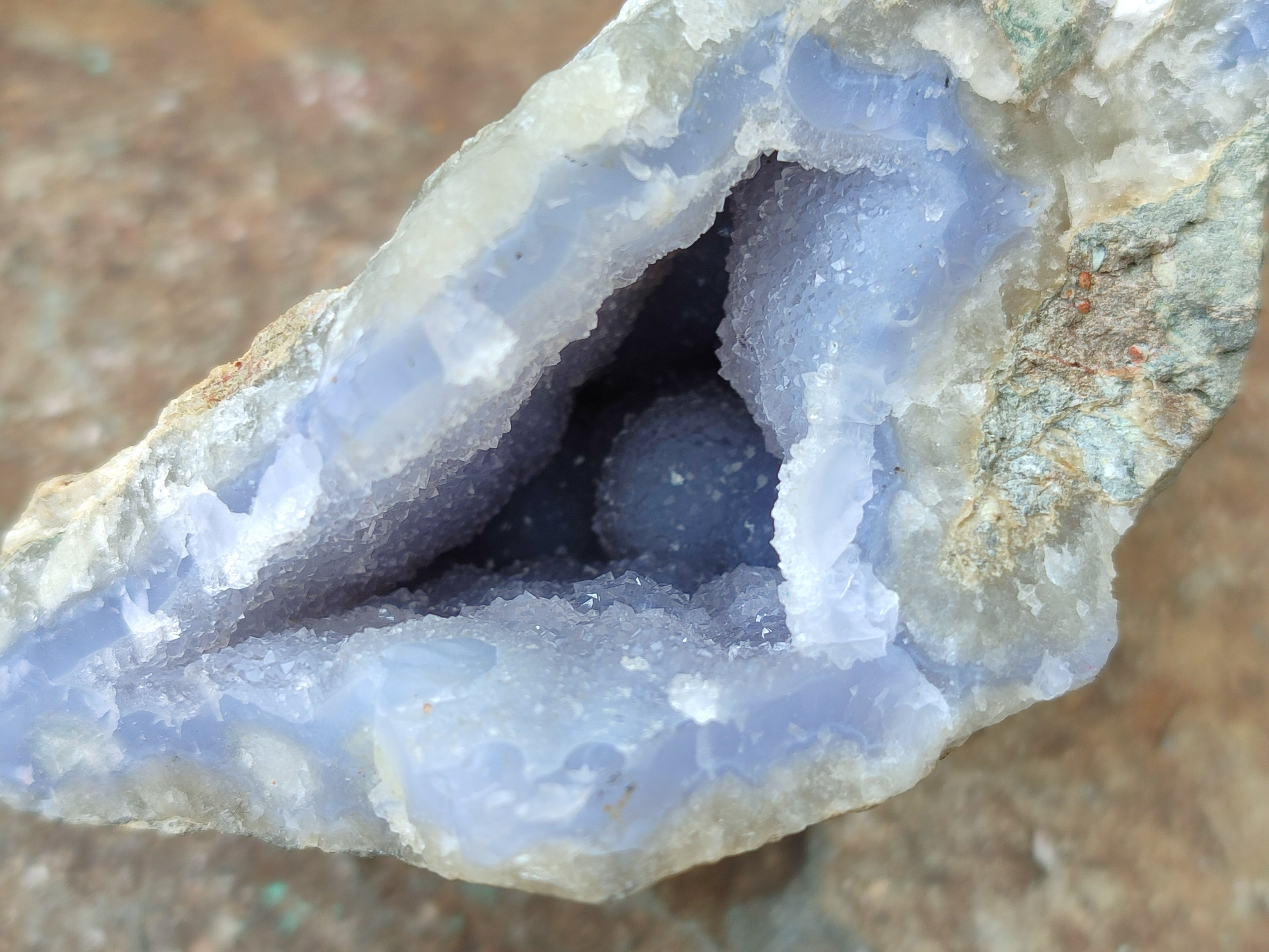 Natural Blue Lace Agate Geode Specimens x 3 From Nsanje, Malawi - Toprock Gemstones and Minerals 