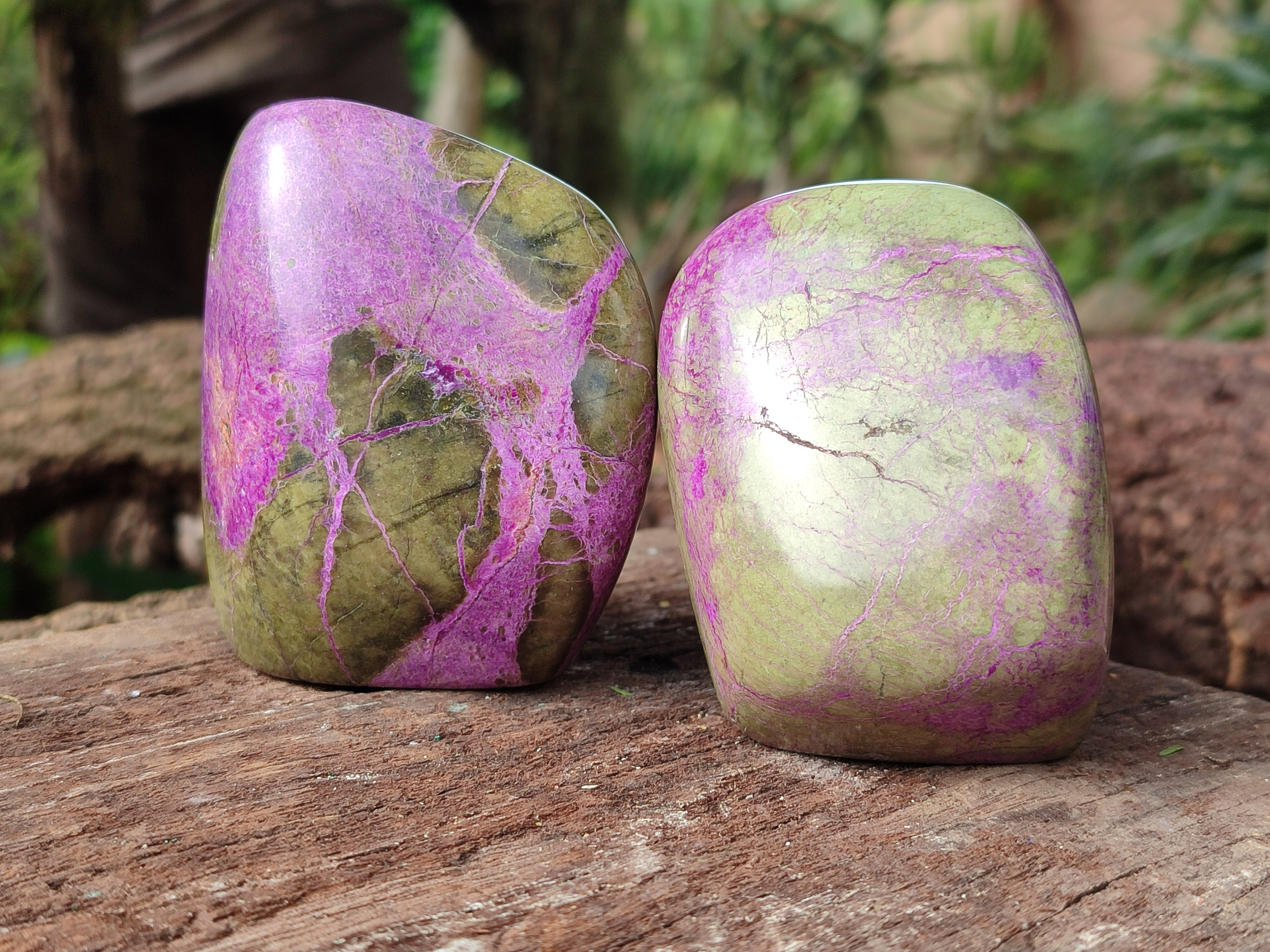 Polished Stichtite Standing Free Forms x 3 From Barberton, South Africa - Toprock Gemstones and Minerals 
