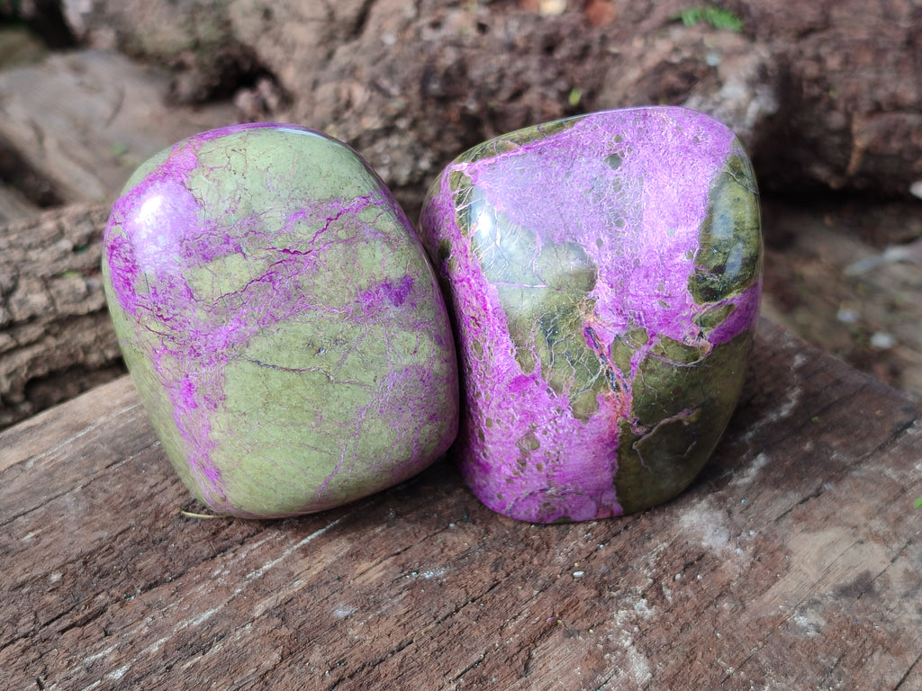 Polished Stichtite Standing Free Forms x 3 From Barberton, South Africa - Toprock Gemstones and Minerals 
