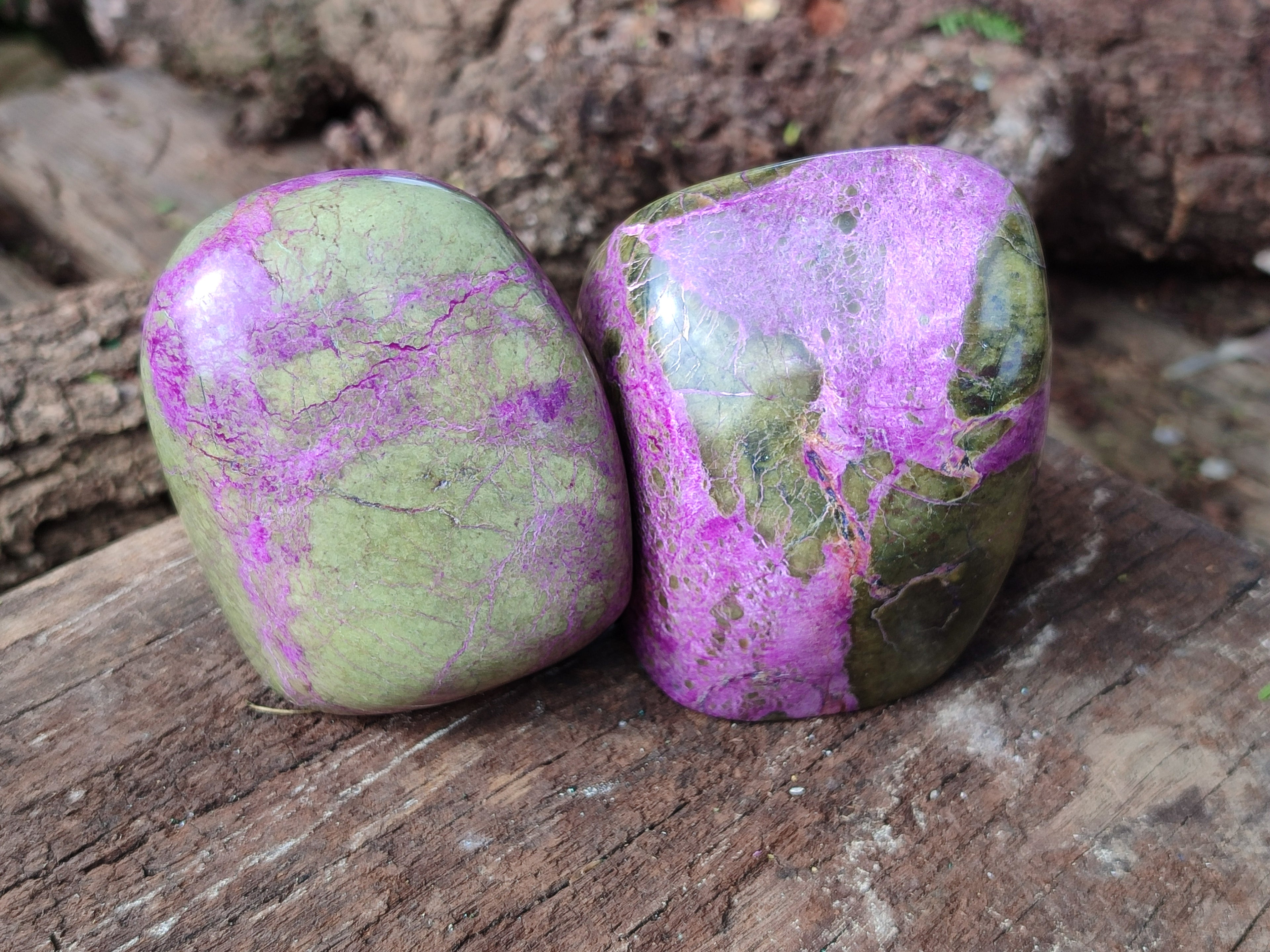 Polished Stichtite Standing Free Forms x 3 From Barberton, South Africa - Toprock Gemstones and Minerals 