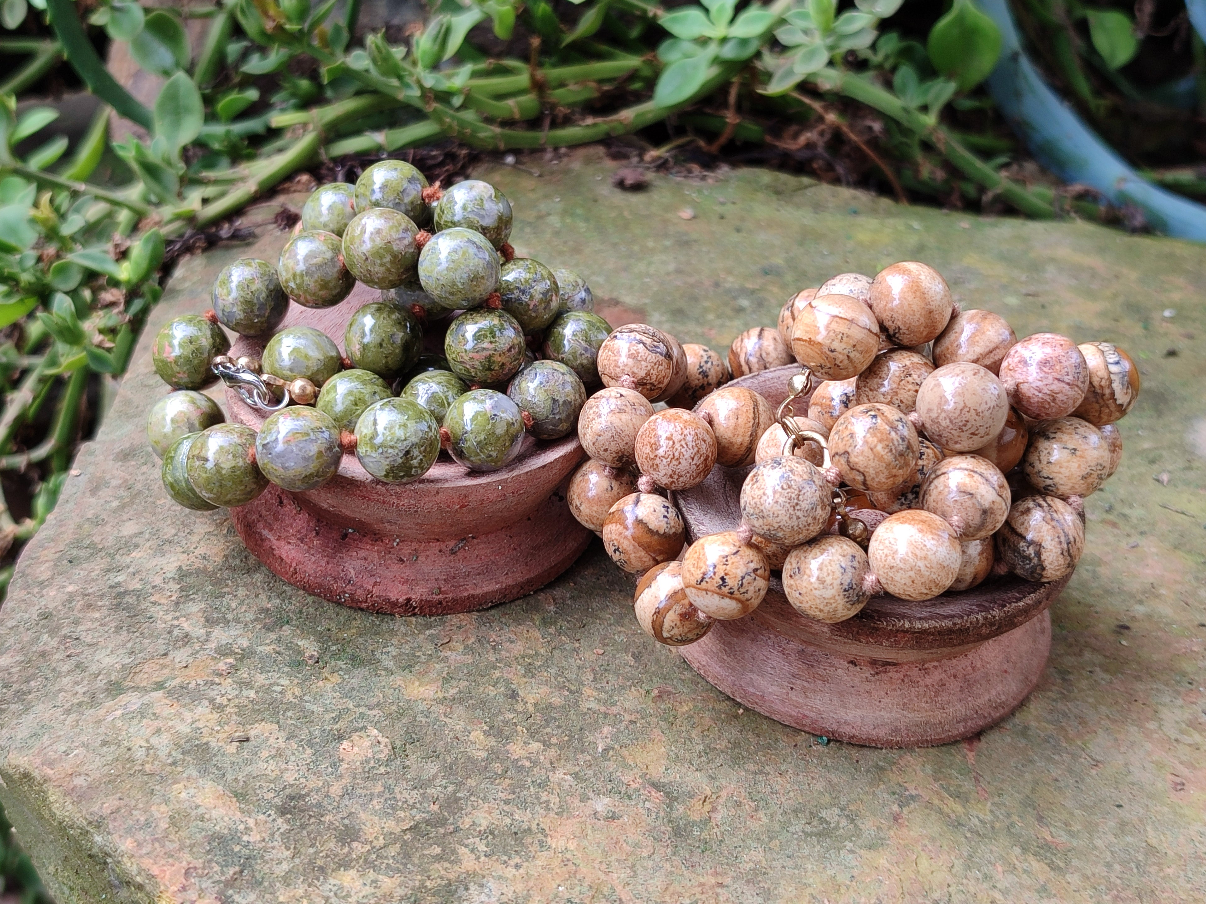 Hand Made Mixed Stone Bead Necklaces x 6 From Southern Africa - Toprock Gemstones and Minerals 