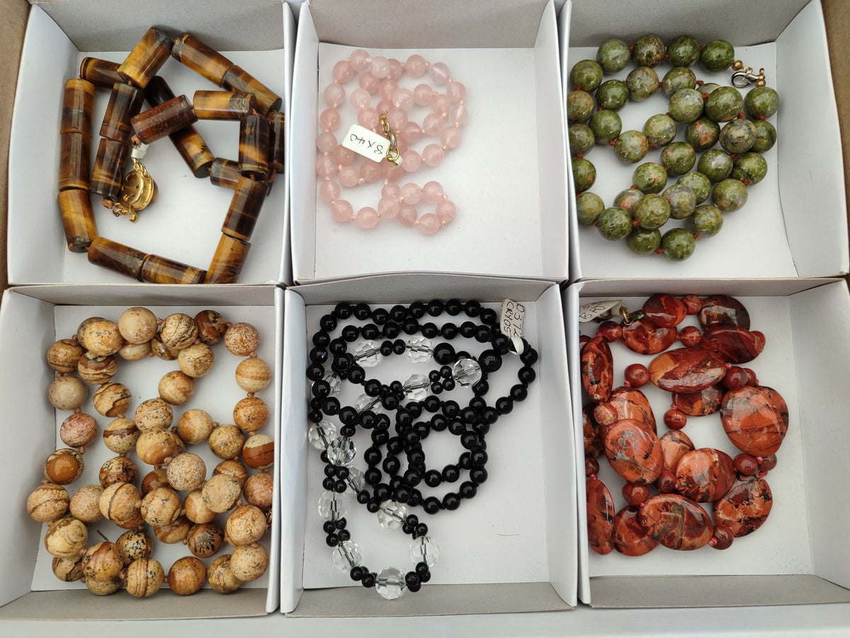 Hand Made Mixed Stone Bead Necklaces x 6 From Southern Africa - Toprock Gemstones and Minerals 