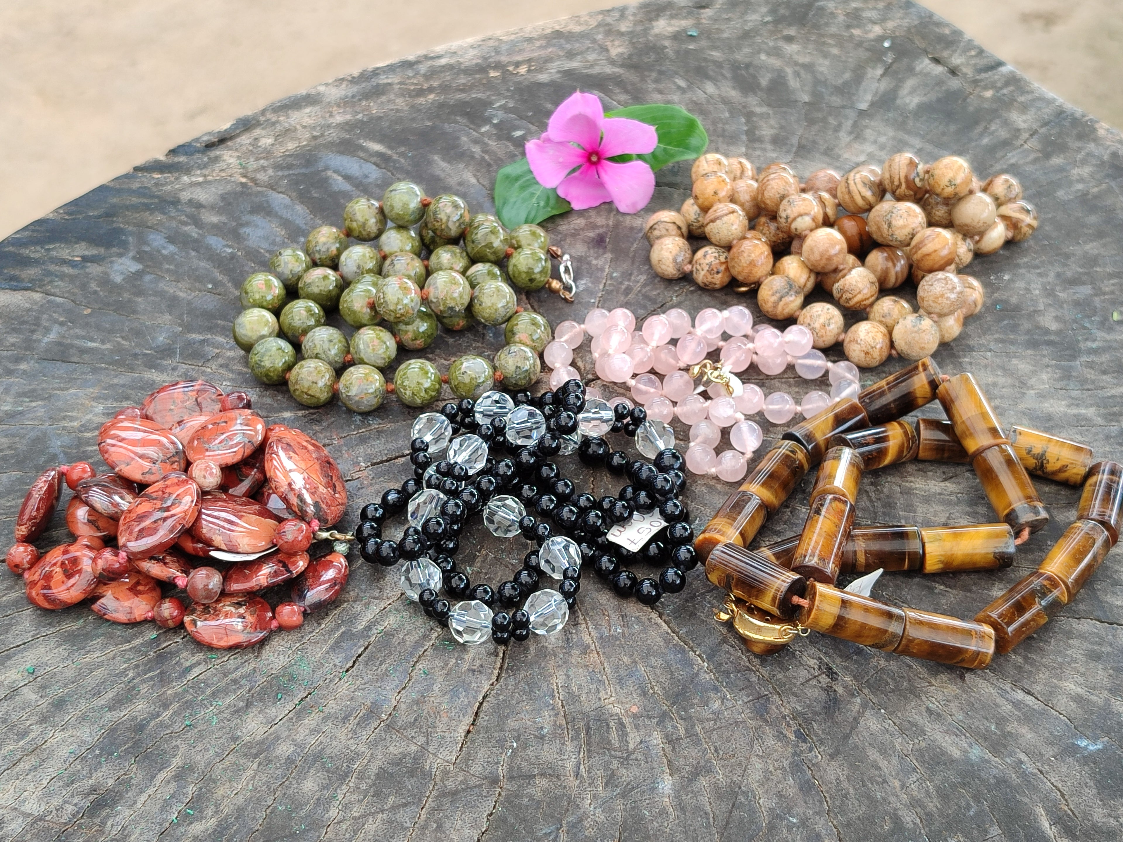 Hand Made Mixed Stone Bead Necklaces x 6 From Southern Africa - Toprock Gemstones and Minerals 